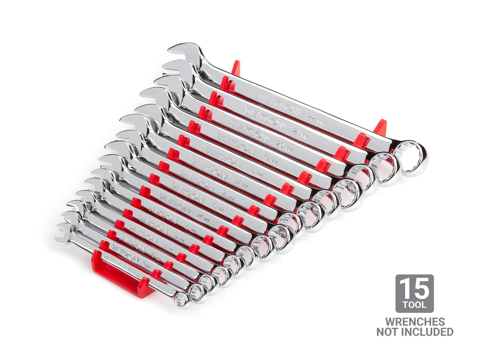 TEKTON ORG29215-T 15-Tool Combination Wrench Organizer Rack (Red)