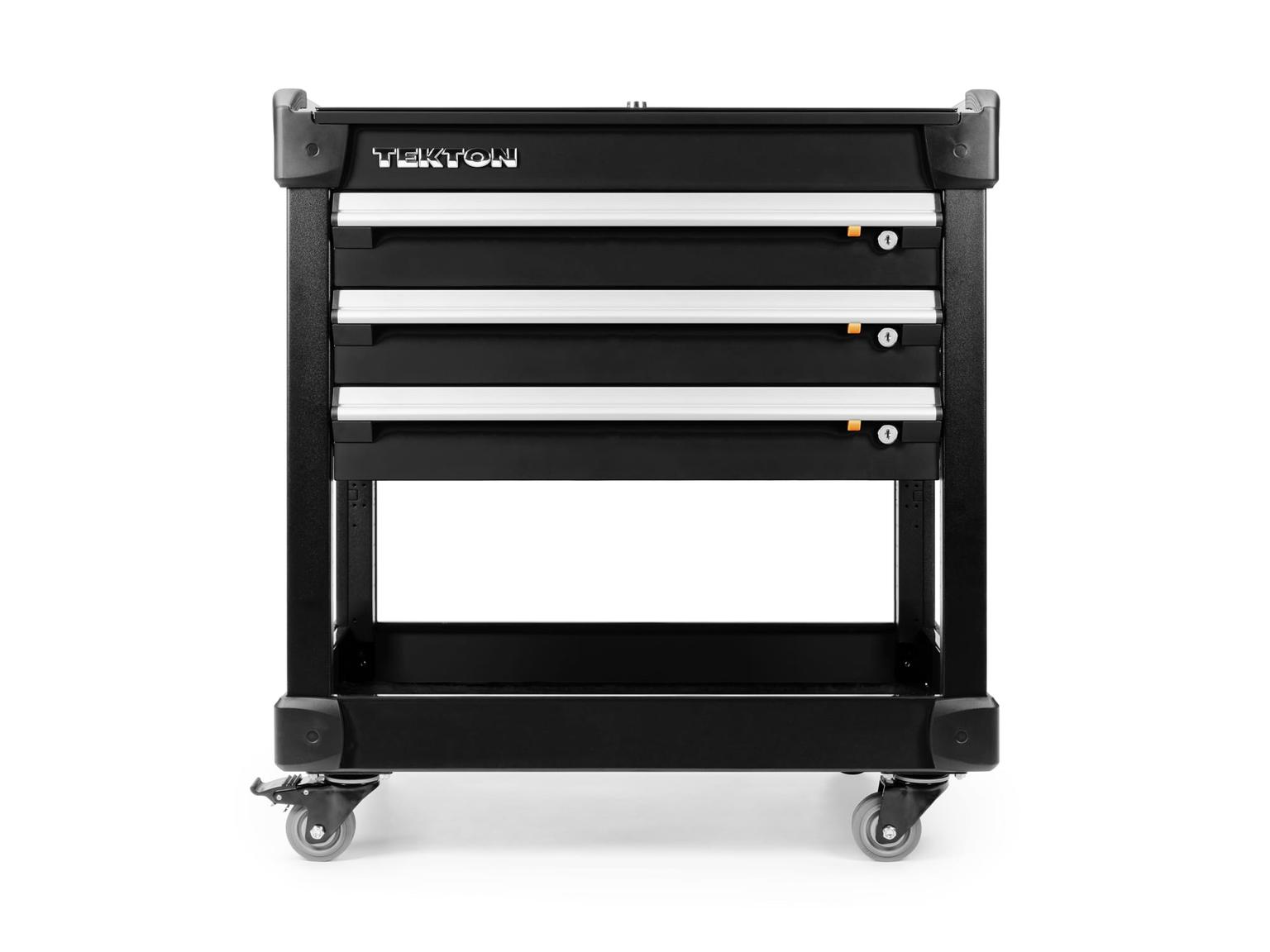 TEKTON ORG65106-T 33 Inch Tall 3-Drawer Tool Cart, Carbon (31" W x 33" H x 21" D) - Pegboard Sides