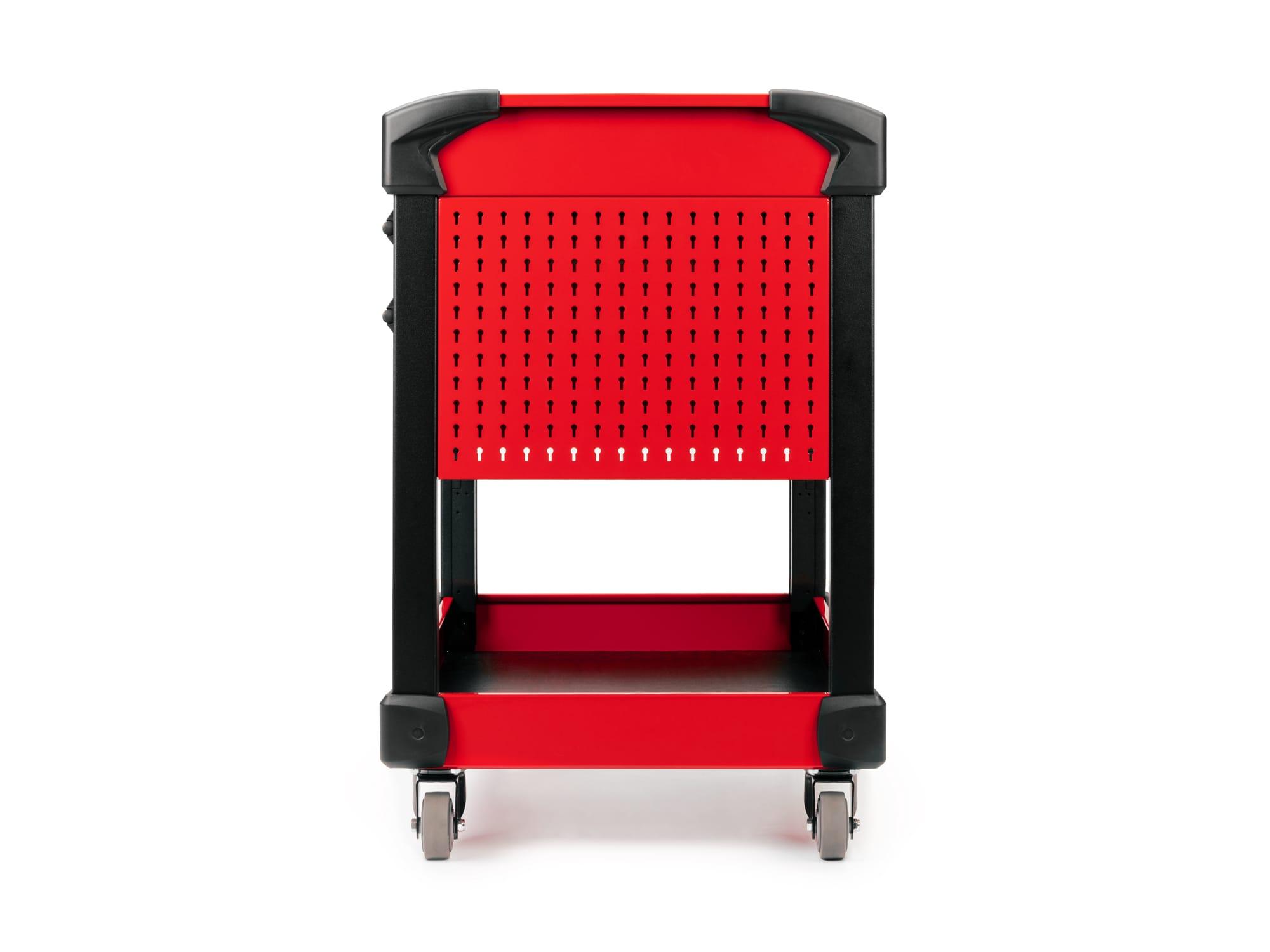 TEKTON ORG65204-T 33 Inch Tall 2-Drawer Tool Cart, Red (31" W x 33" H x 21" D) - Pegboard Sides