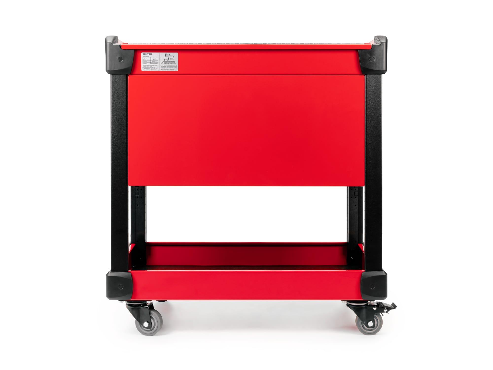 TEKTON ORG65205-T 33 Inch Tall 3-Drawer Tool Cart, Red (31" W x 33" H x 21" D) - Solid Sides