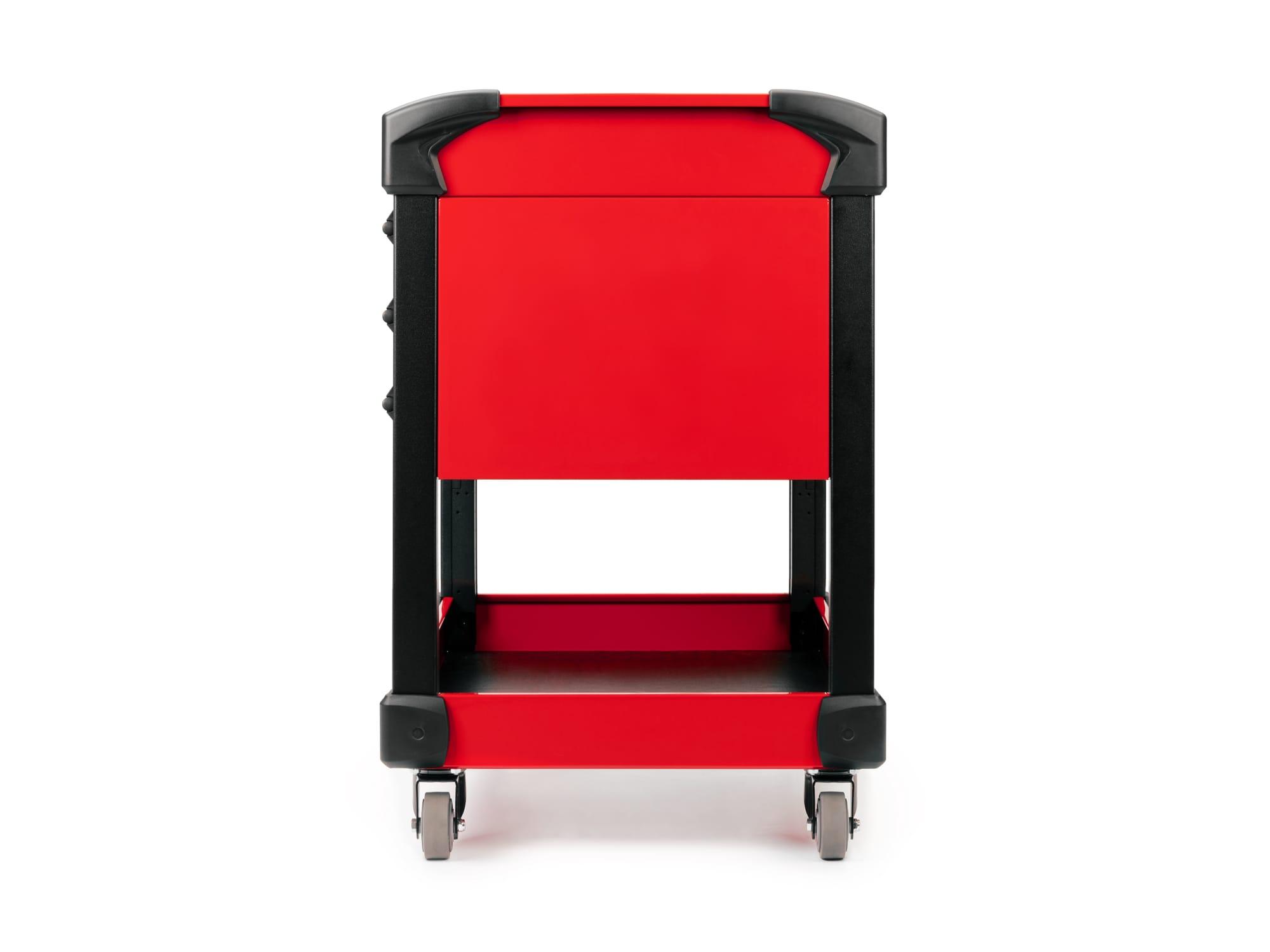 TEKTON ORG65205-T 33 Inch Tall 3-Drawer Tool Cart, Red (31" W x 33" H x 21" D) - Solid Sides