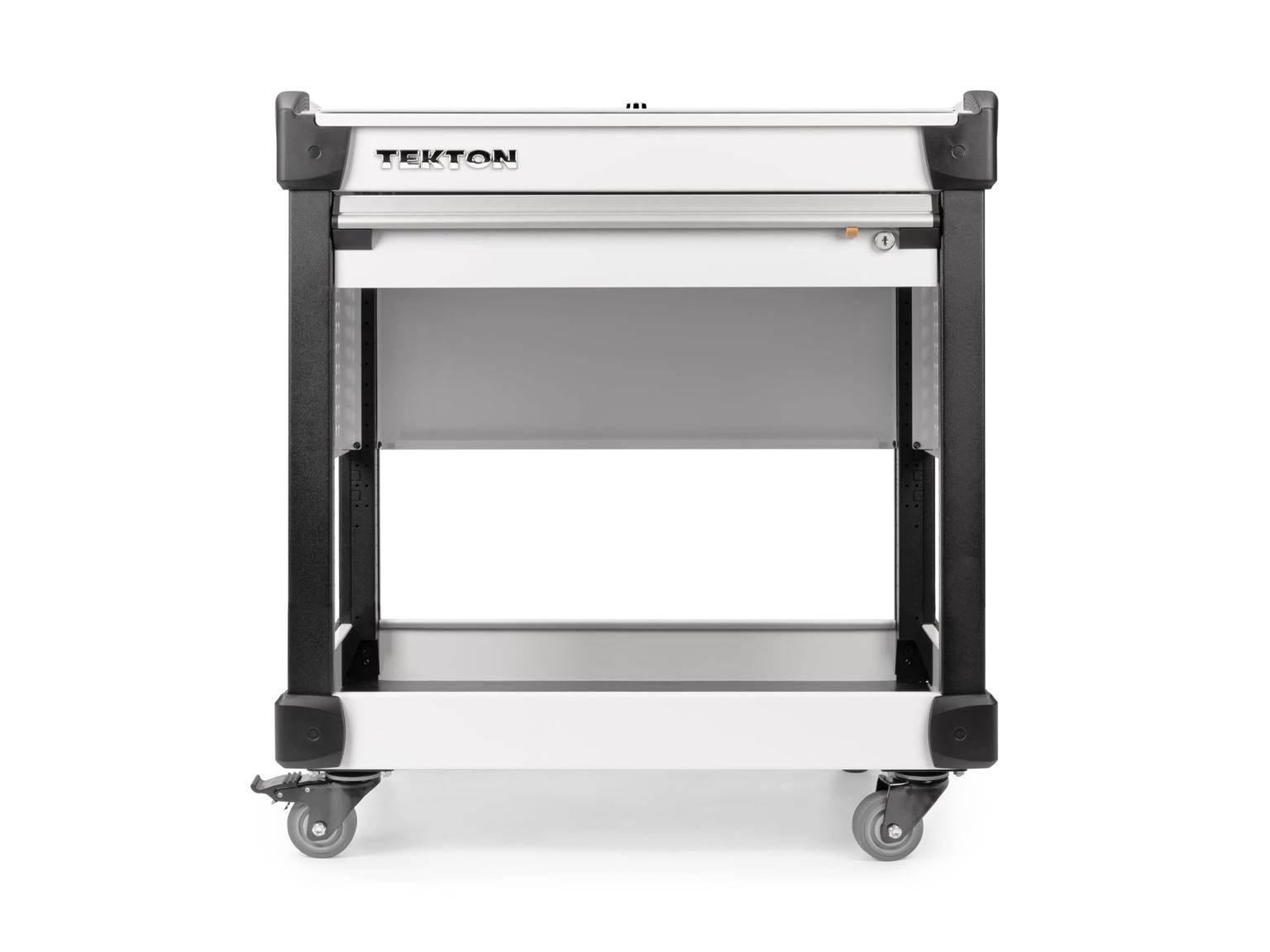 TEKTON ORG65302-T 33 Inch Tall 1-Drawer Tool Cart, White (31" W x 33" H x 21" D) - Pegboard Sides