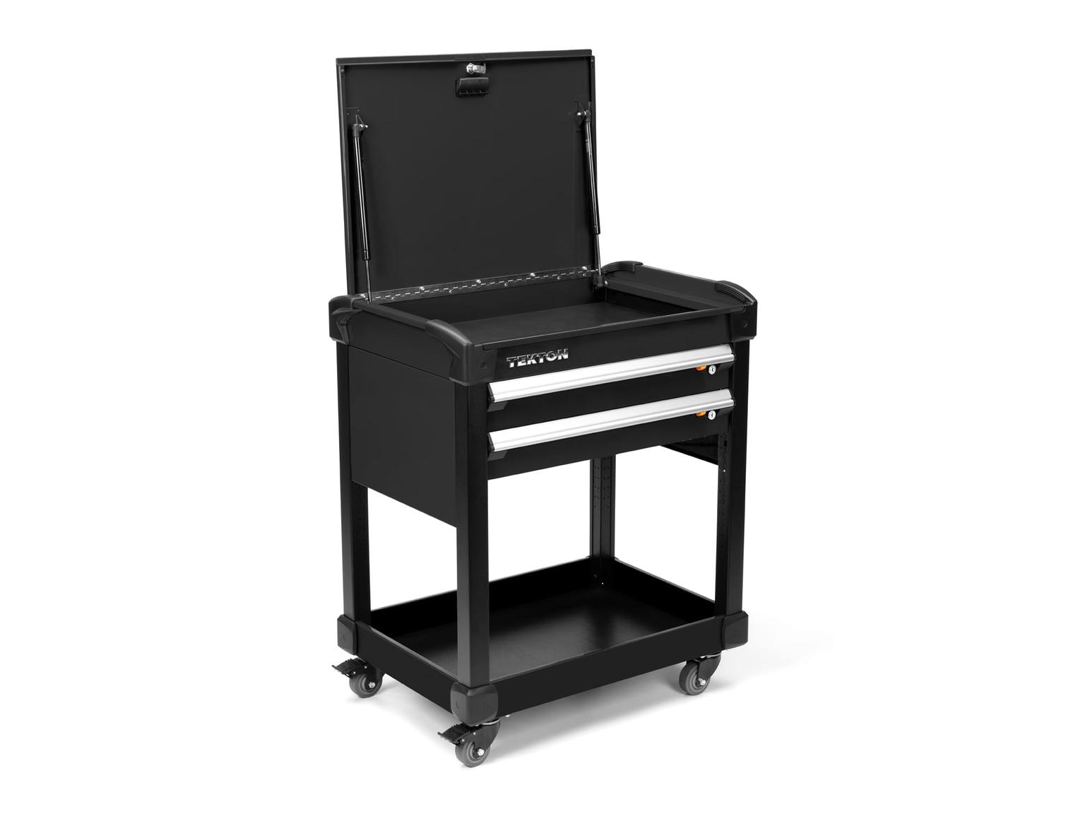 TEKTON ORG66103-T 37 Inch Tall 2-Drawer Tool Cart, Carbon (31" W x 37" H x 21" D) - Solid Sides