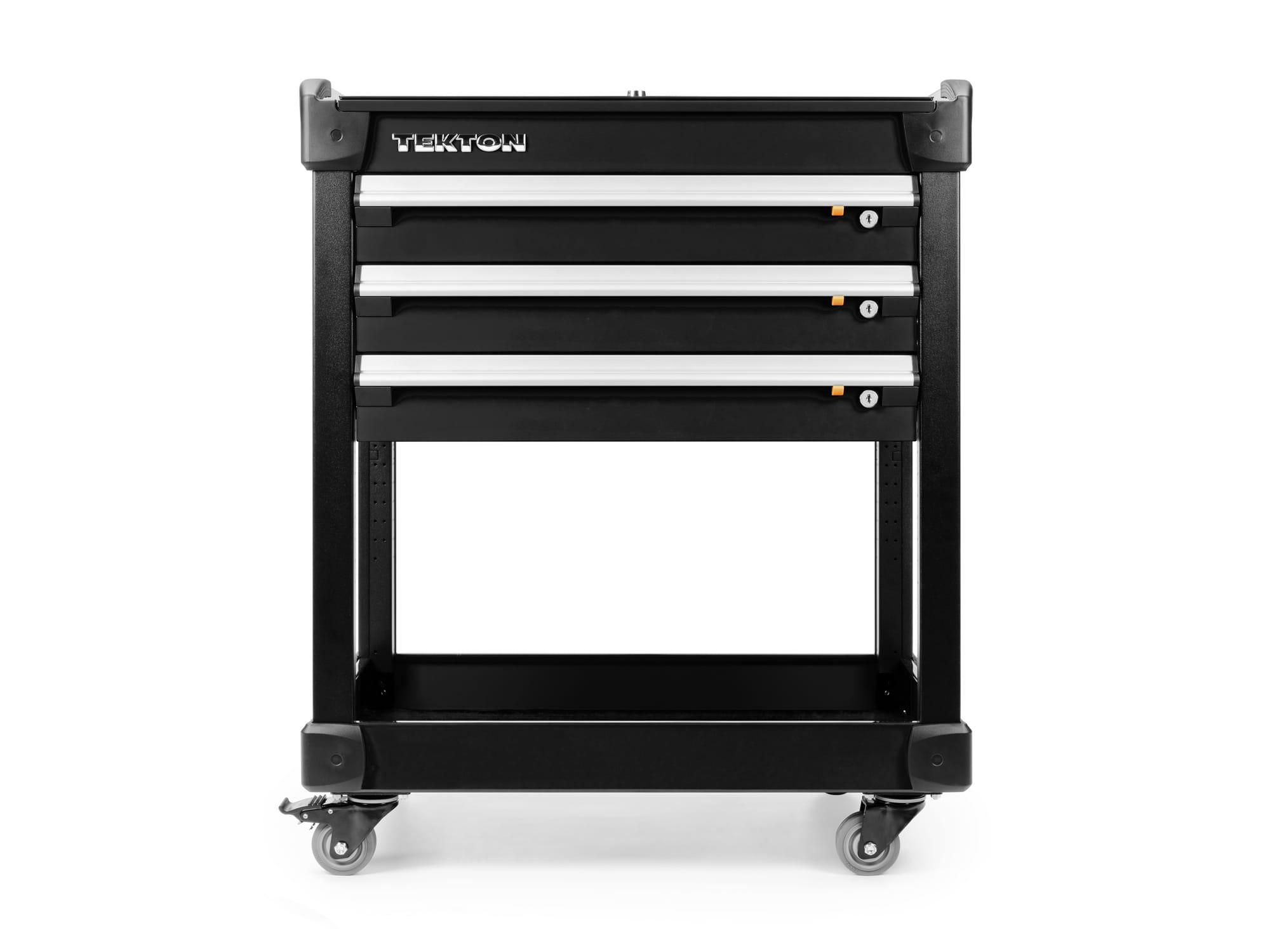 TEKTON ORG66106-T 37 Inch Tall 3-Drawer Tool Cart, Carbon (31" W x 37" H x 21" D) - Pegboard Sides