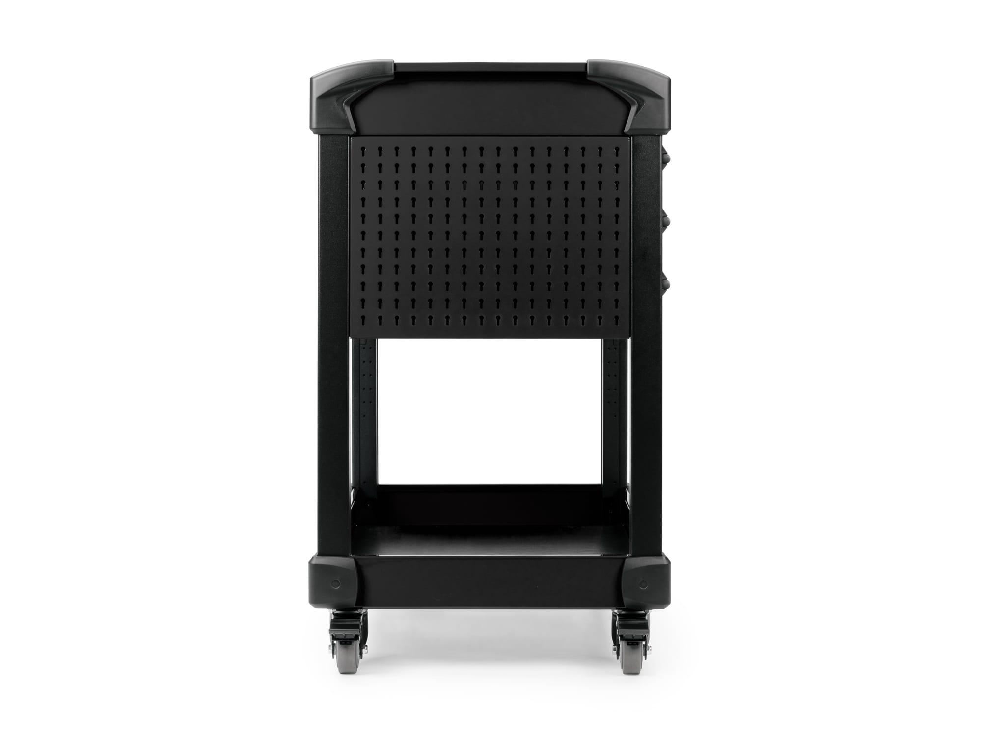 TEKTON ORG66106-T 37 Inch Tall 3-Drawer Tool Cart, Carbon (31" W x 37" H x 21" D) - Pegboard Sides