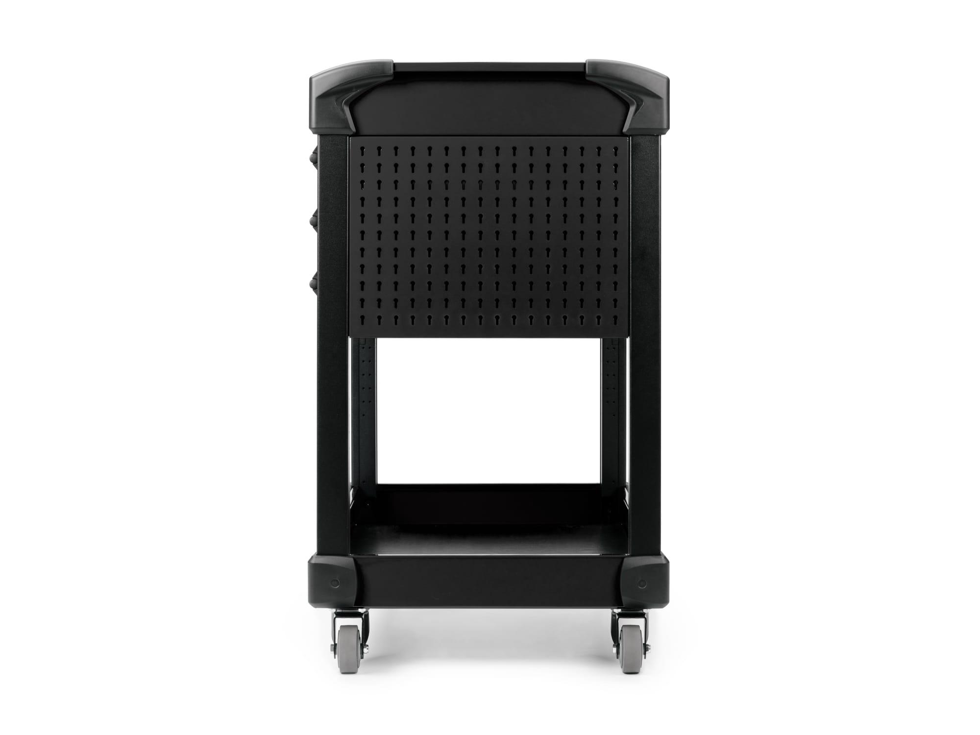 TEKTON ORG66106-T 37 Inch Tall 3-Drawer Tool Cart, Carbon (31" W x 37" H x 21" D) - Pegboard Sides