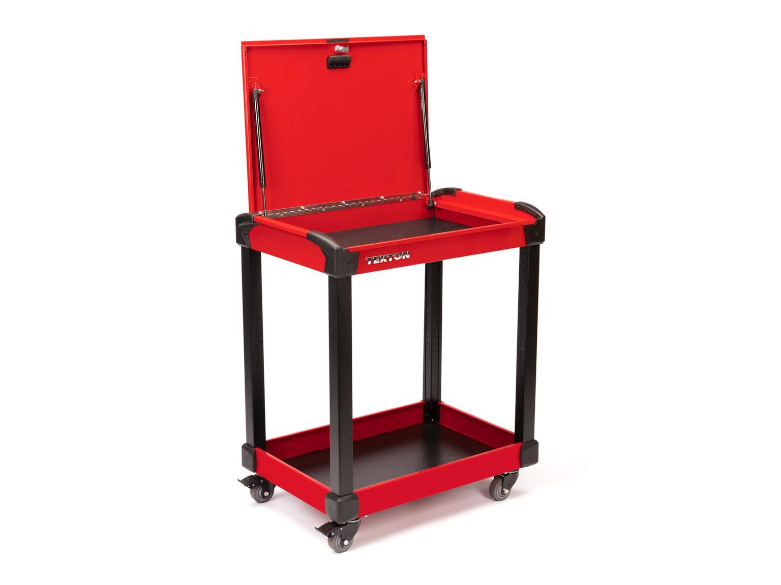 TEKTON ORG66200-T 37 Inch Tall 0-Drawer Tool Cart, Red (31" W x 37" H x 21" D)