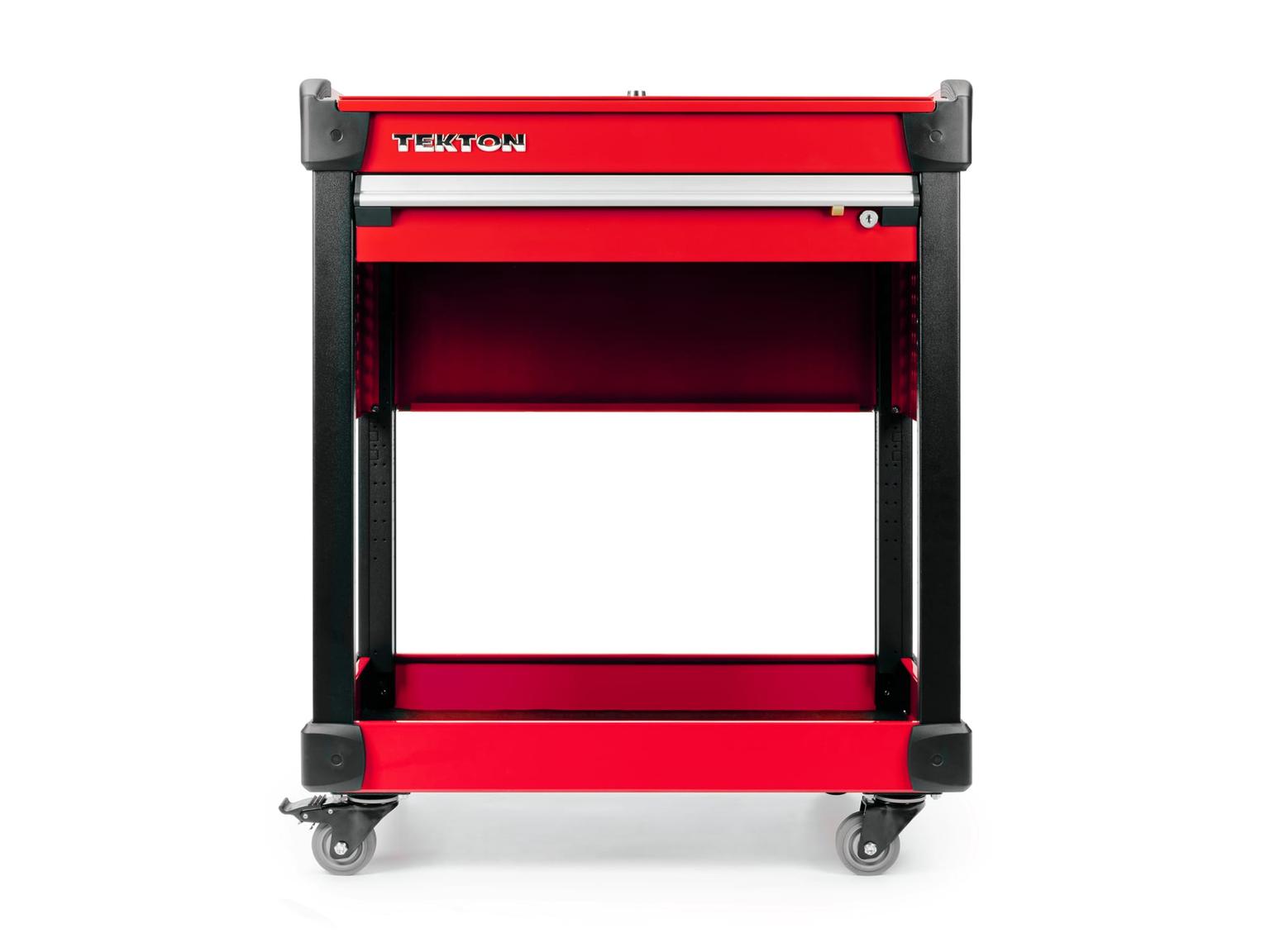 TEKTON ORG66202-T 37 Inch Tall 1-Drawer Tool Cart, Red (31" W x 37" H x 21" D) - Pegboard Sides