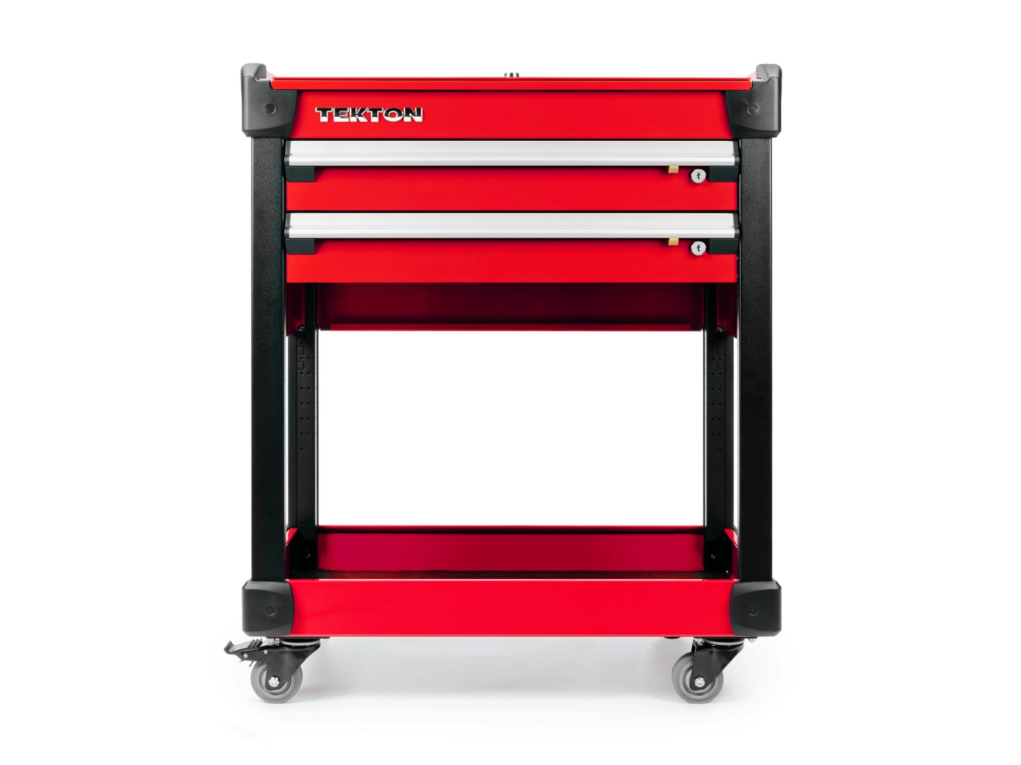 TEKTON ORG66203-T 37 Inch Tall 2-Drawer Tool Cart, Red (31" W x 37" H x 21" D) - Solid Sides