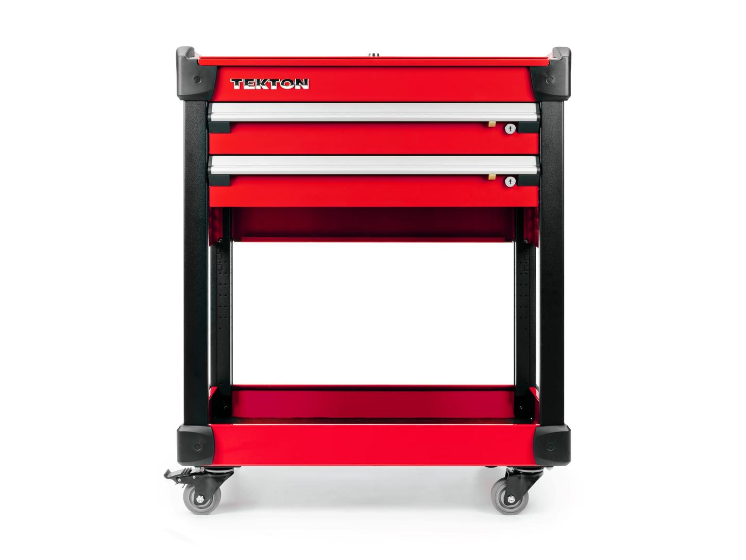 TEKTON ORG66204-T 37 Inch Tall 2-Drawer Tool Cart, Red (31" W x 37" H x 21" D) - Pegboard Sides