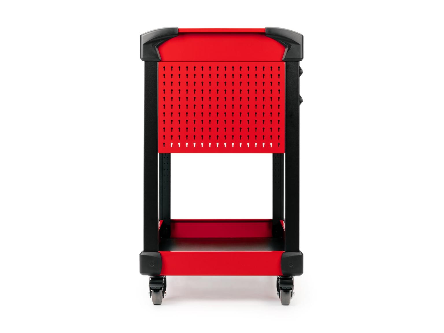 TEKTON ORG66204-T 37 Inch Tall 2-Drawer Tool Cart, Red (31" W x 37" H x 21" D) - Pegboard Sides
