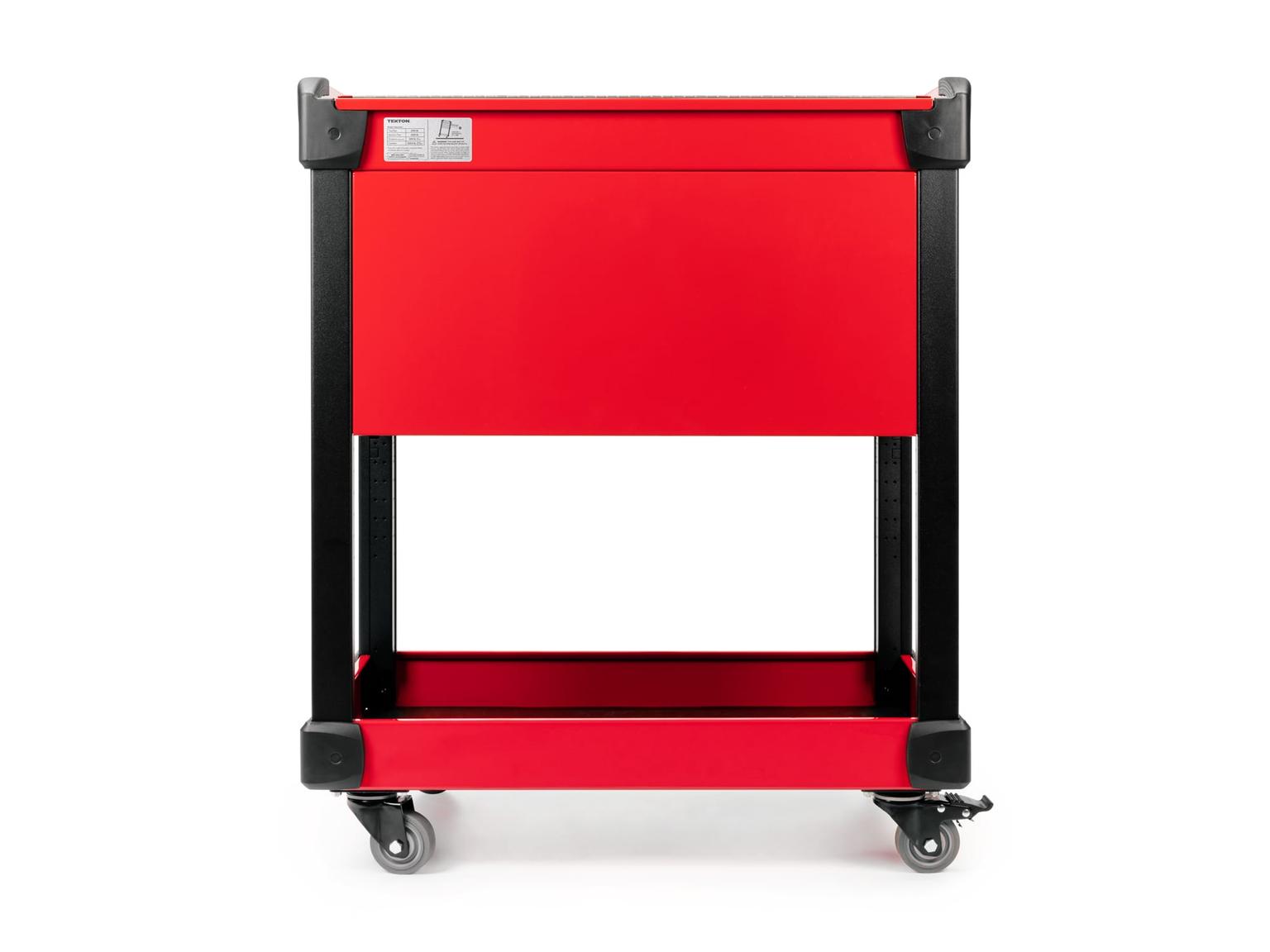 TEKTON ORG66204-T 37 Inch Tall 2-Drawer Tool Cart, Red (31" W x 37" H x 21" D) - Pegboard Sides