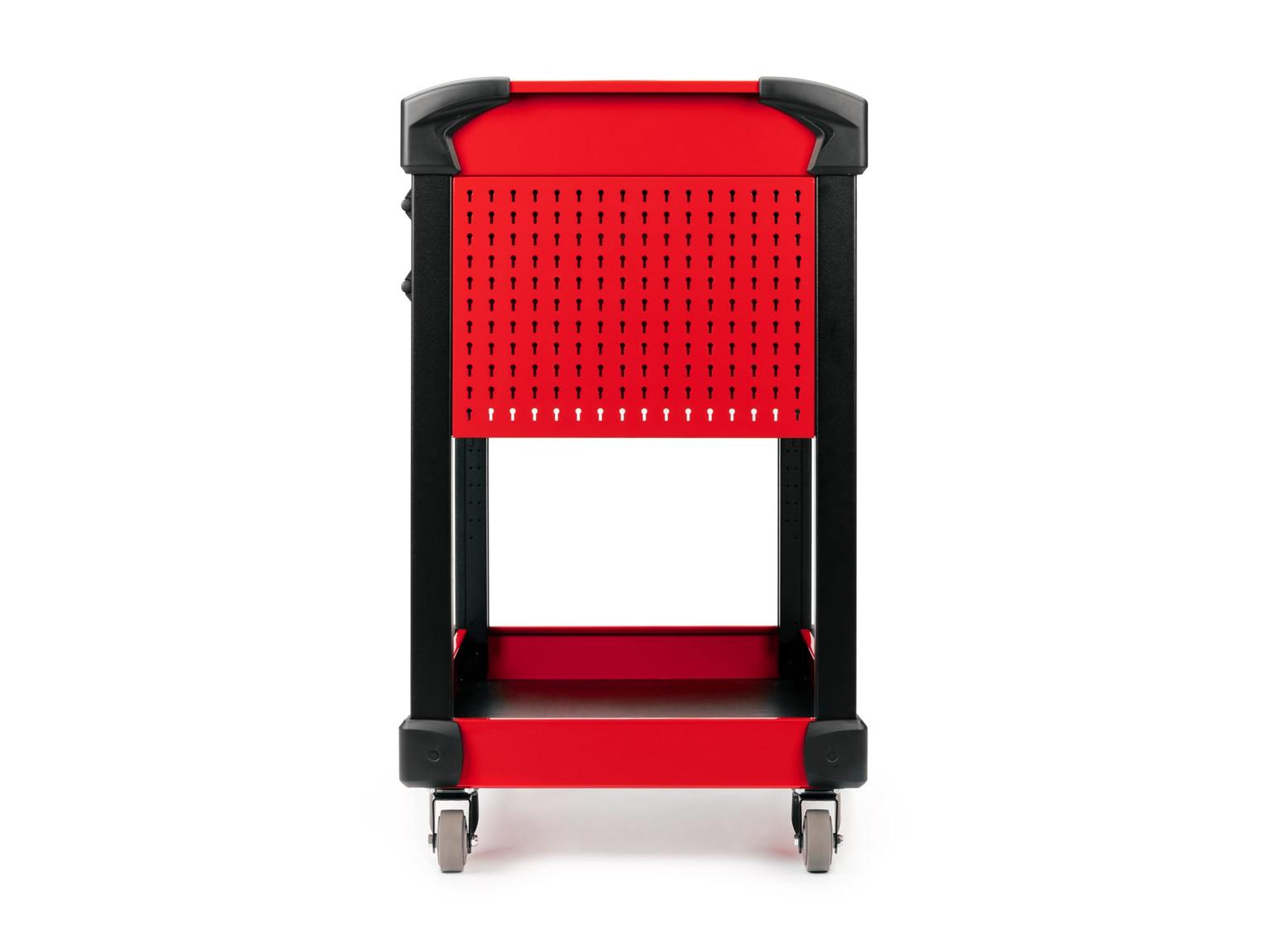 TEKTON ORG66204-T 37 Inch Tall 2-Drawer Tool Cart, Red (31" W x 37" H x 21" D) - Pegboard Sides