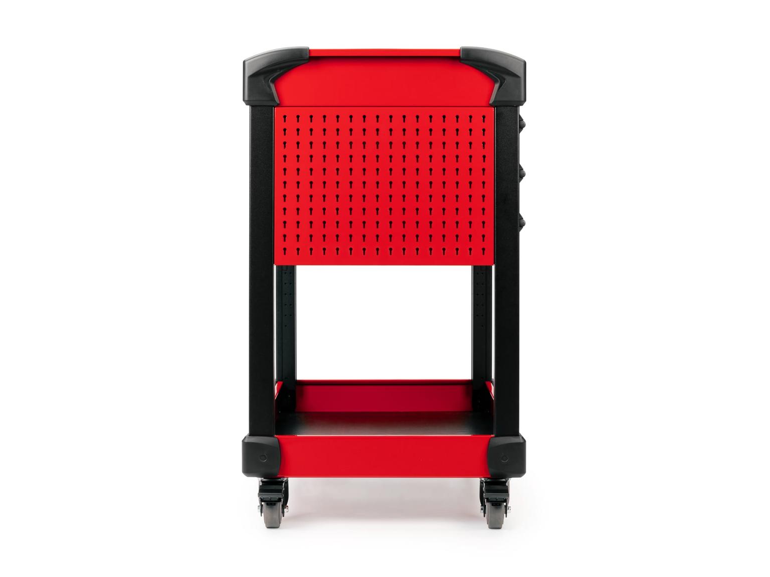 TEKTON ORG66206-T 37 Inch Tall 3-Drawer Tool Cart, Red (31" W x 37" H x 21" D) - Pegboard Sides