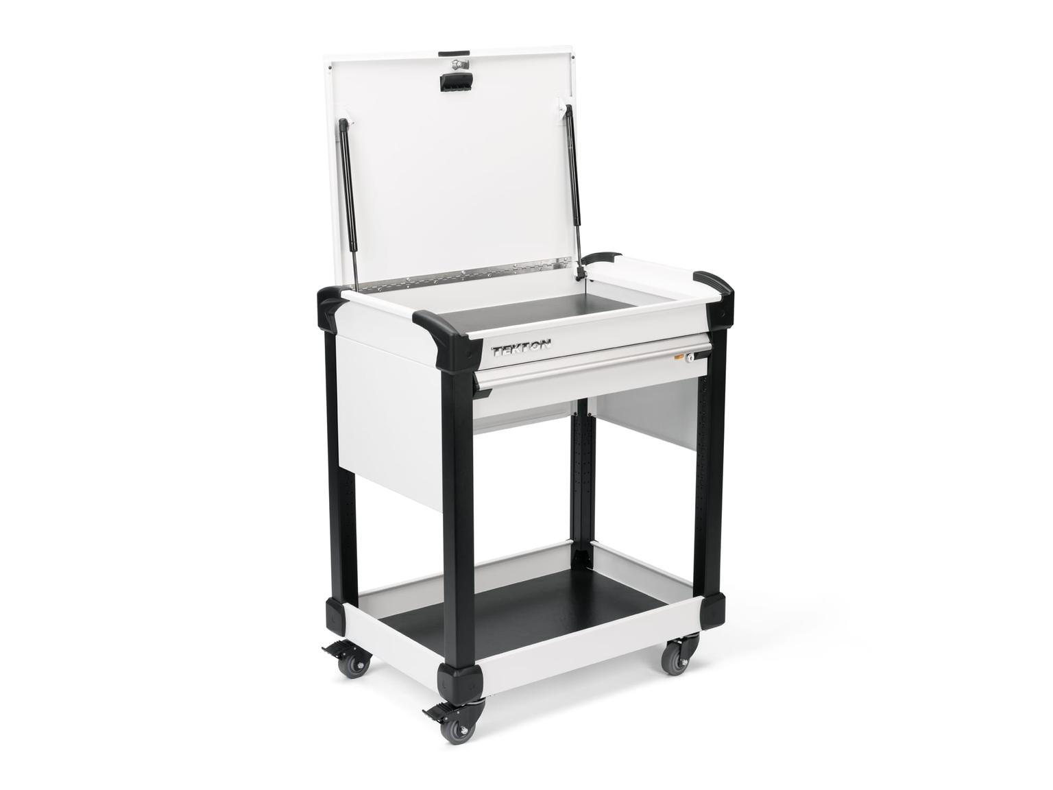 TEKTON ORG66301-T 37 Inch Tall 1-Drawer Tool Cart, White (31" W x 37" H x 21" D) - Solid Sides