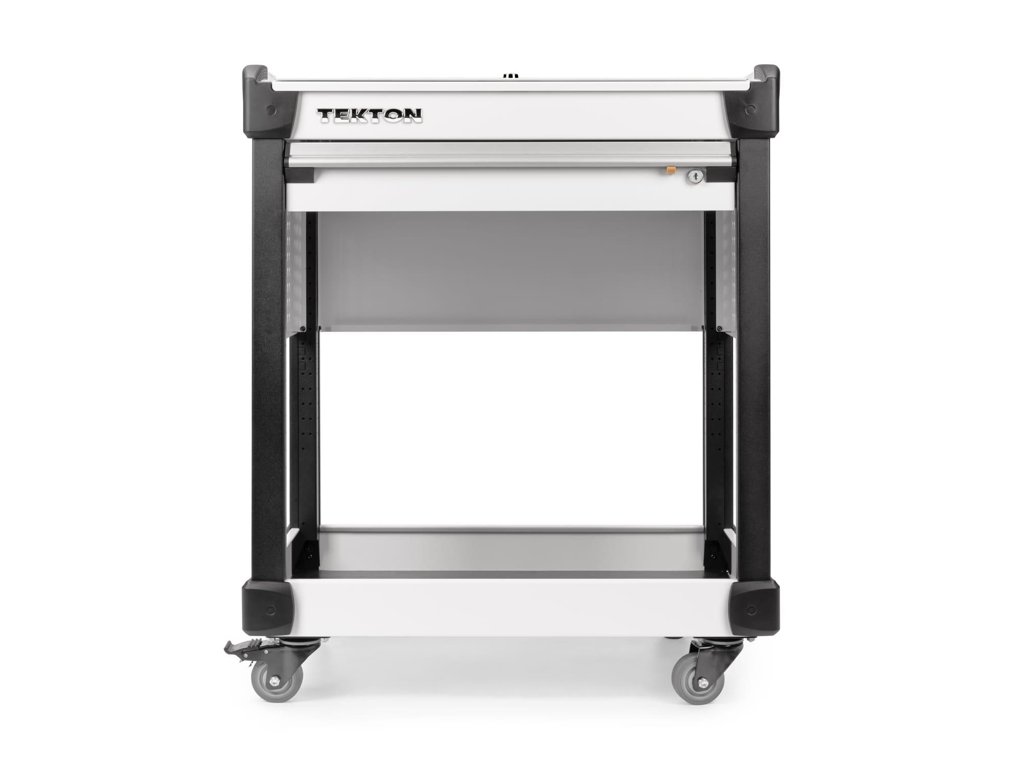 TEKTON ORG66302-T 37 Inch Tall 1-Drawer Tool Cart, White (31" W x 37" H x 21" D) - Pegboard Sides