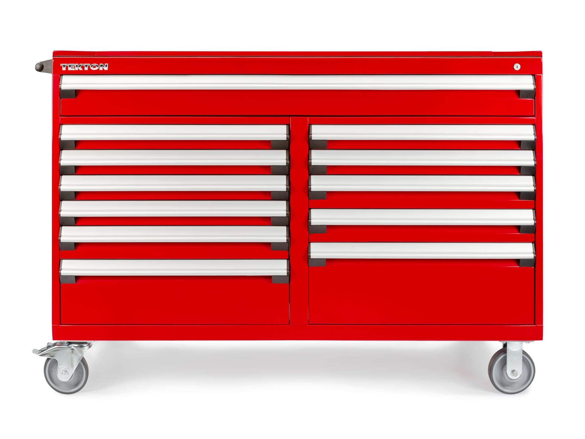 TEKTON ORG75201-T 60 Inch Wide 12-Drawer Tool Cabinet, Red (60" W x 42.5" H x 30" D)