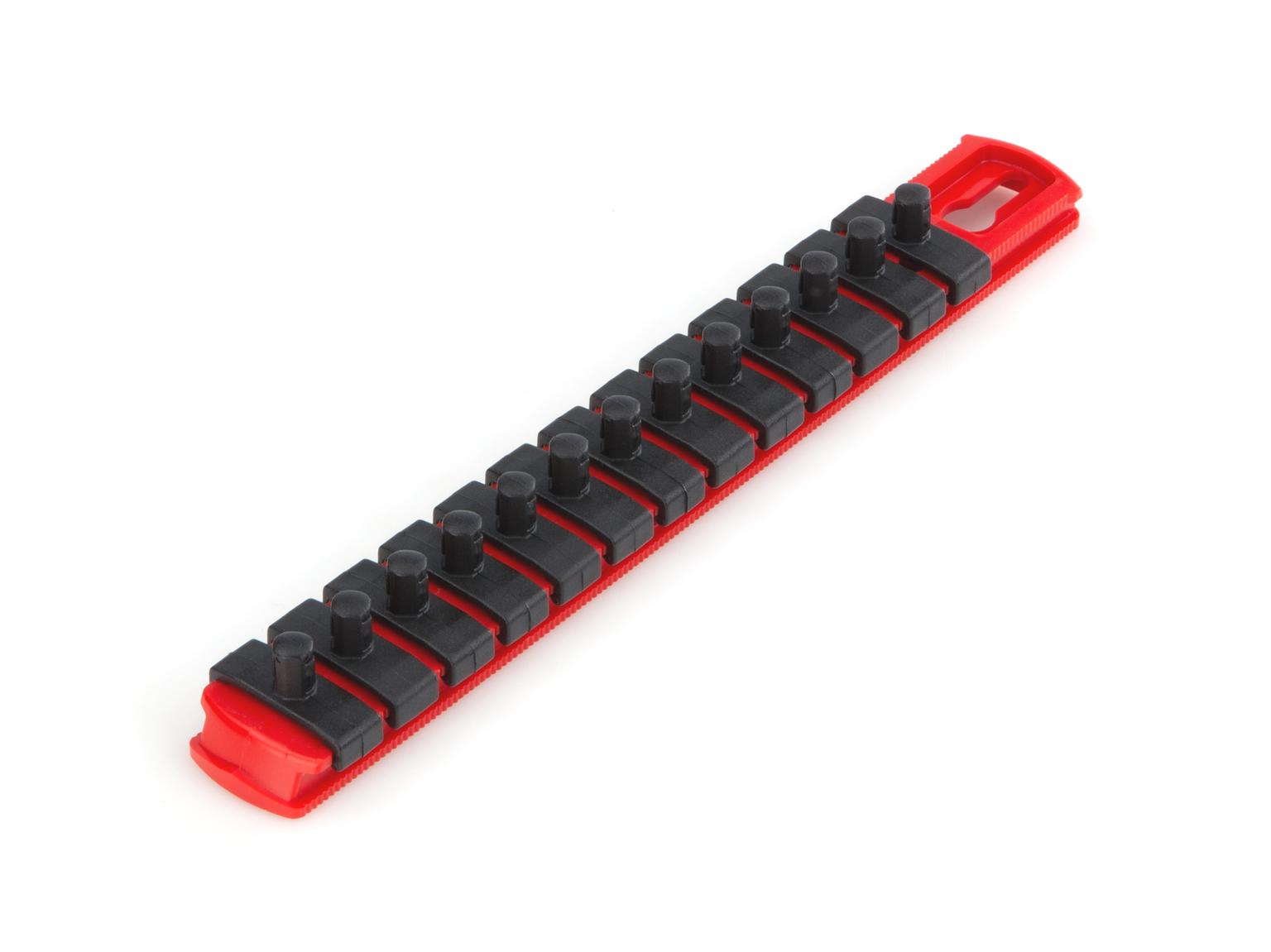TEKTON OSR01113-T 1/4 Inch Drive x 8 Inch Socket Rail, 13 Clips (Red)