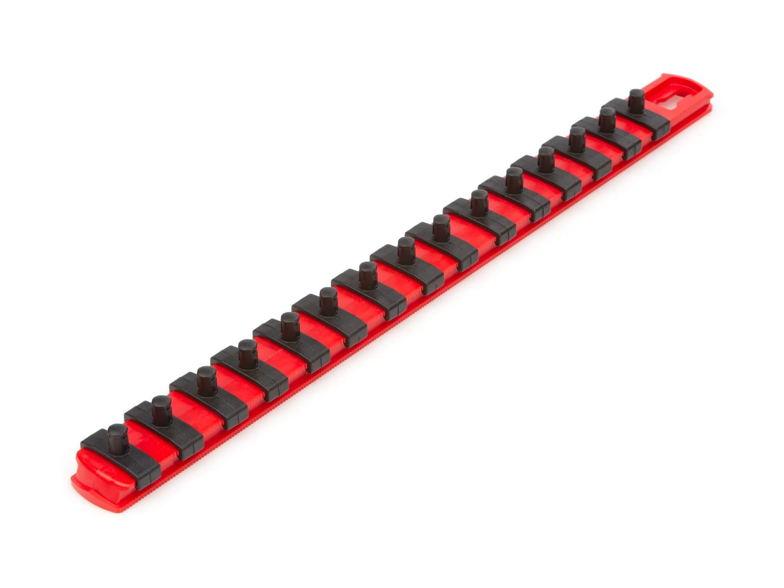 TEKTON OSR02115-T 1/4 Inch Drive x 13 Inch Socket Rail, 15 Clips (Red)