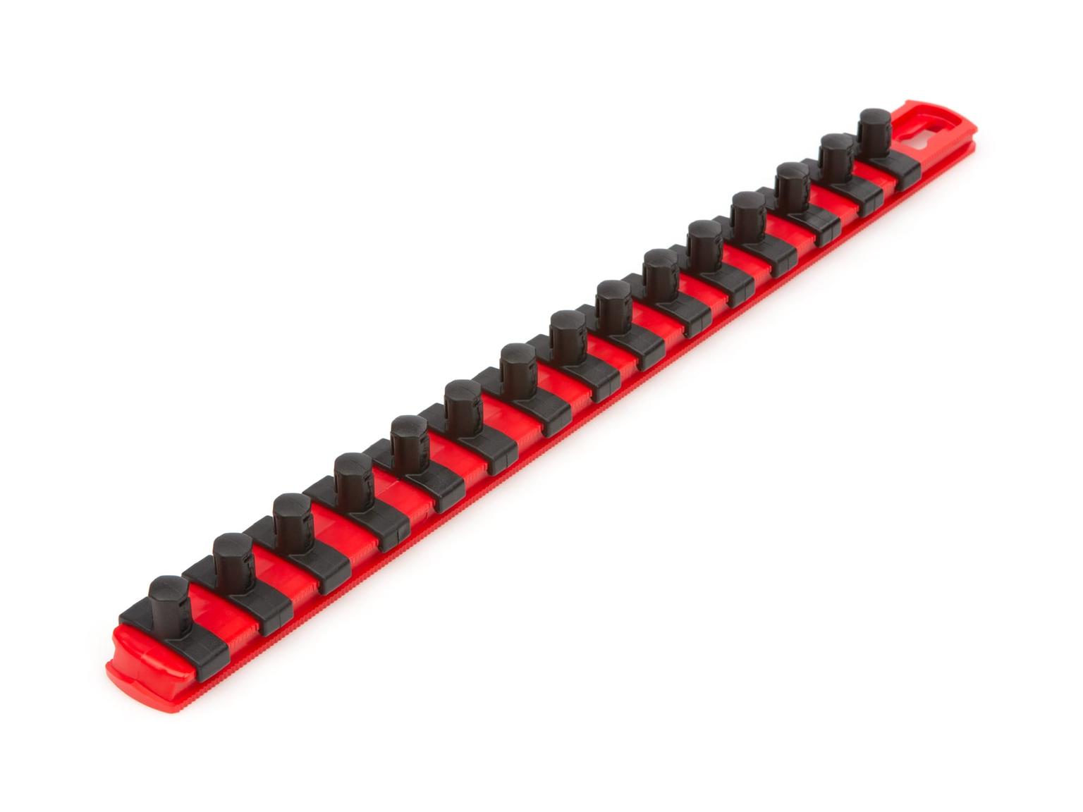 TEKTON OSR12115-T 3/8 Inch Drive x 13 Inch Socket Rail, 15 Clips (Red)