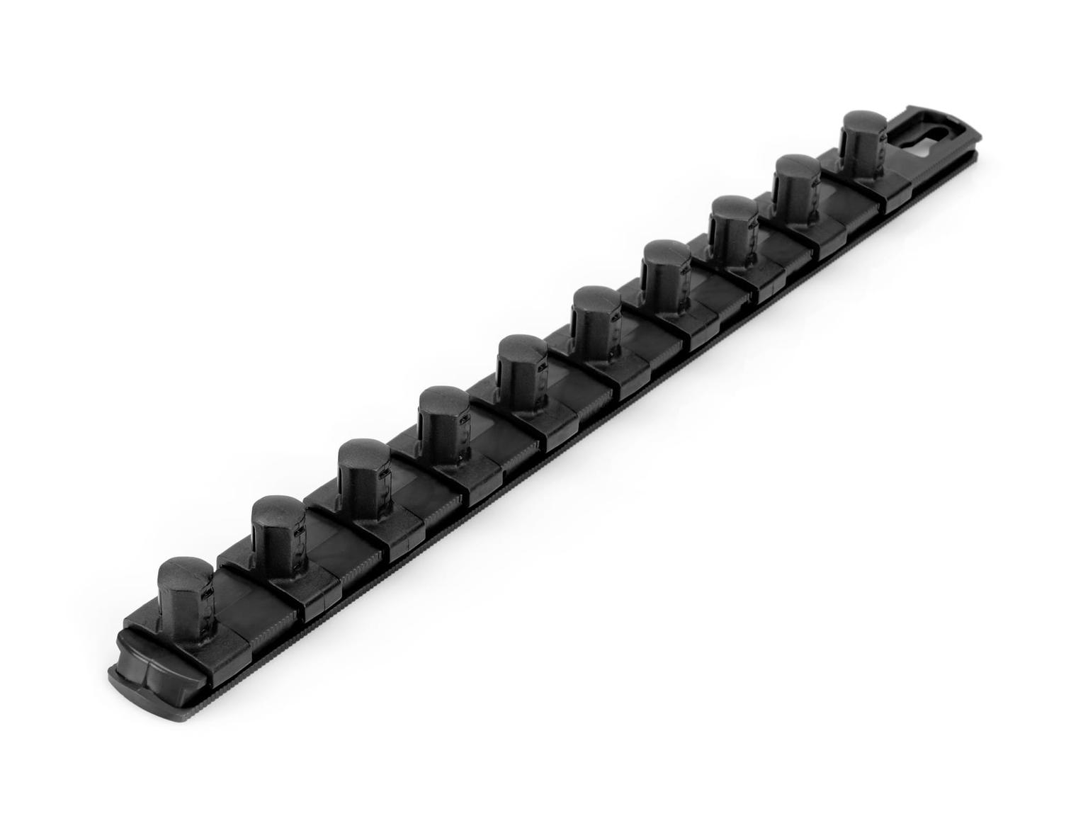 TEKTON OSR22210-T 1/2 Inch Drive x 13 Inch Socket Rail, 10 Clips (Black)