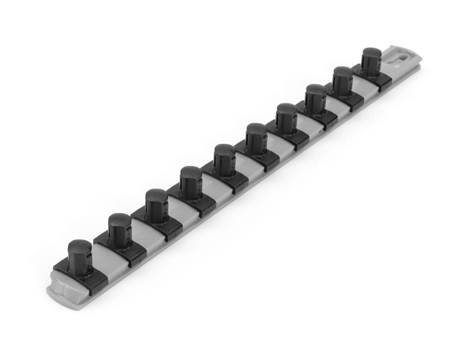 TEKTON OSR22310-T 1/2 Inch Drive x 13 Inch Socket Rail, 10 Clips (Gray)