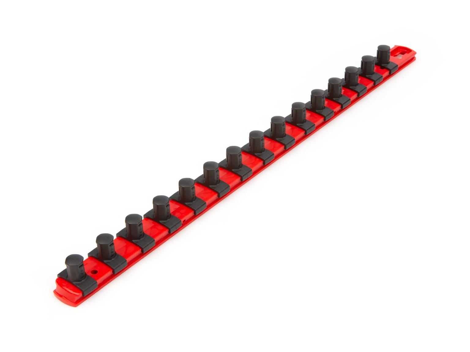 TEKTON OSR23115-T 1/2 Inch Drive x 18 Inch Socket Rail, 15 Clips (Red)