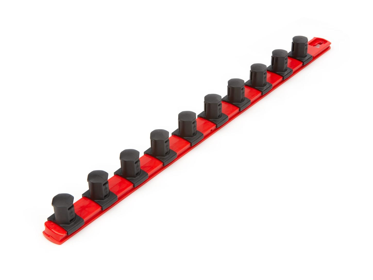 TEKTON OSR33110-T 3/4 Inch Drive x 18 Inch Socket Rail, 10 Clips (Red)