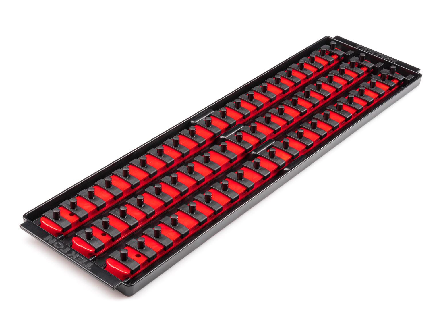 TEKTON OST07160-T 1/4 Inch Drive 3-Rail Socket Organizer Set, Red (60-Tool)