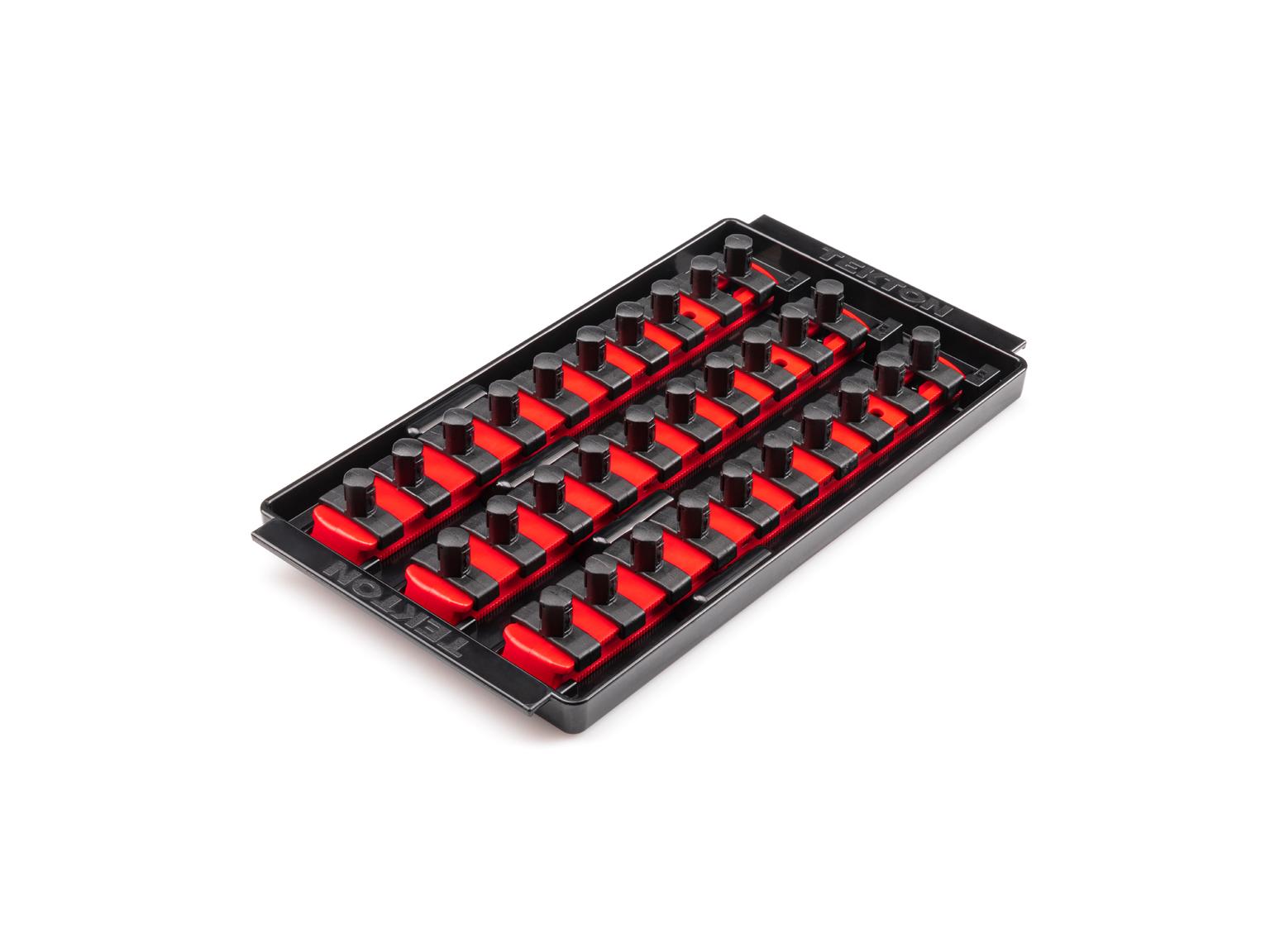 TEKTON OST15130-T 3/8 Inch Drive 3-Rail Socket Organizer Set, Red (30-Tool)