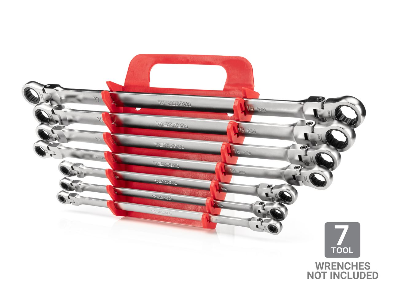 7Tool Long Ratcheting Box End Wrench Holder (Red) TEKTON
