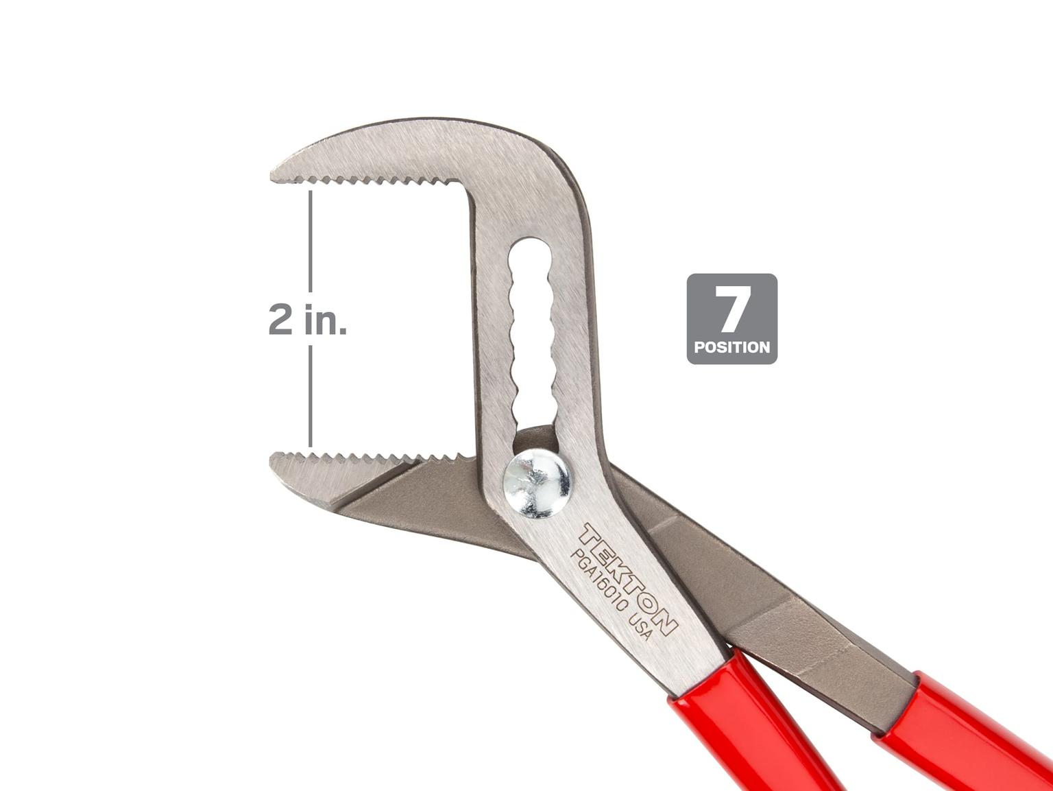 TEKTON PGA16010-T 10 Inch Angle Nose Slip Joint Pliers (2 in. Jaw)