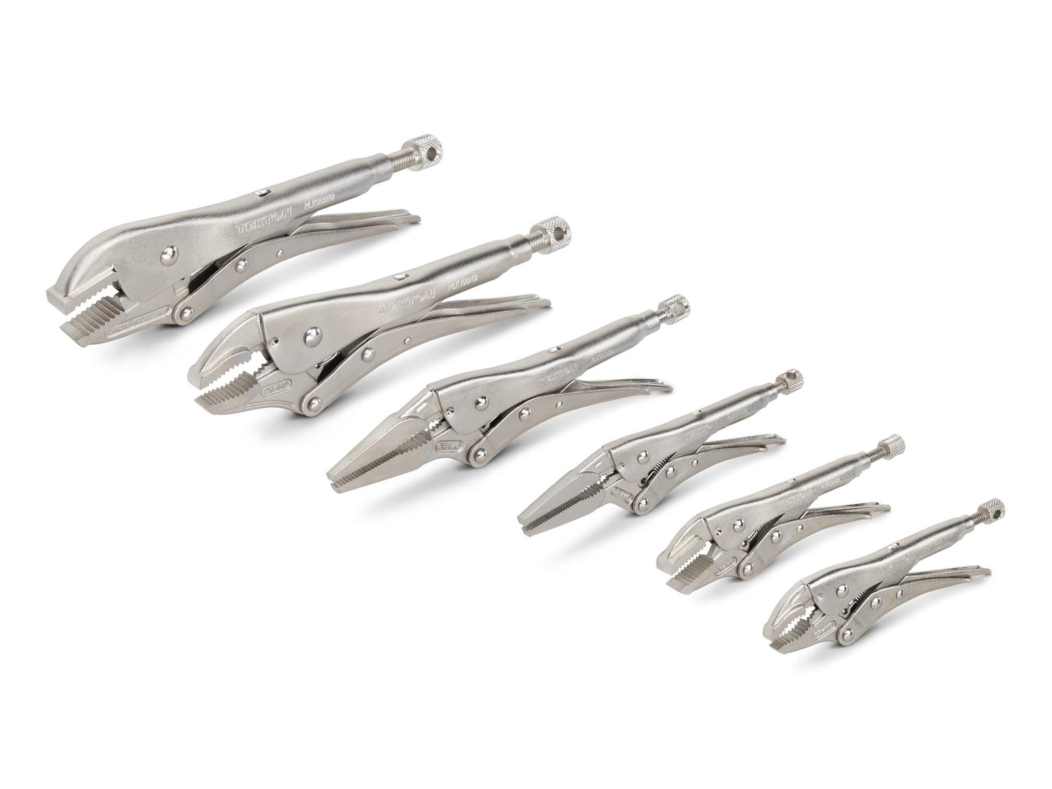 TEKTON PLK99903-T Locking Pliers Set, 6-Piece (Straight Jaw, Curved Jaw, Long Nose)