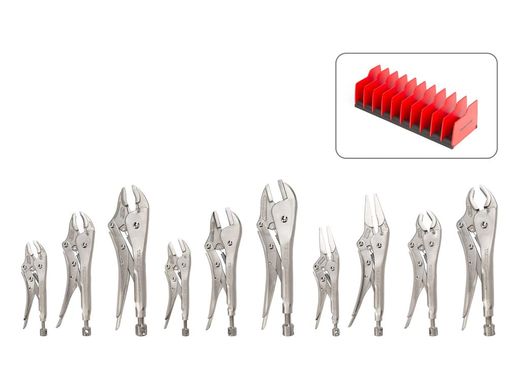 10Piece Locking Pliers Set with Rack TEKTON PLK9904