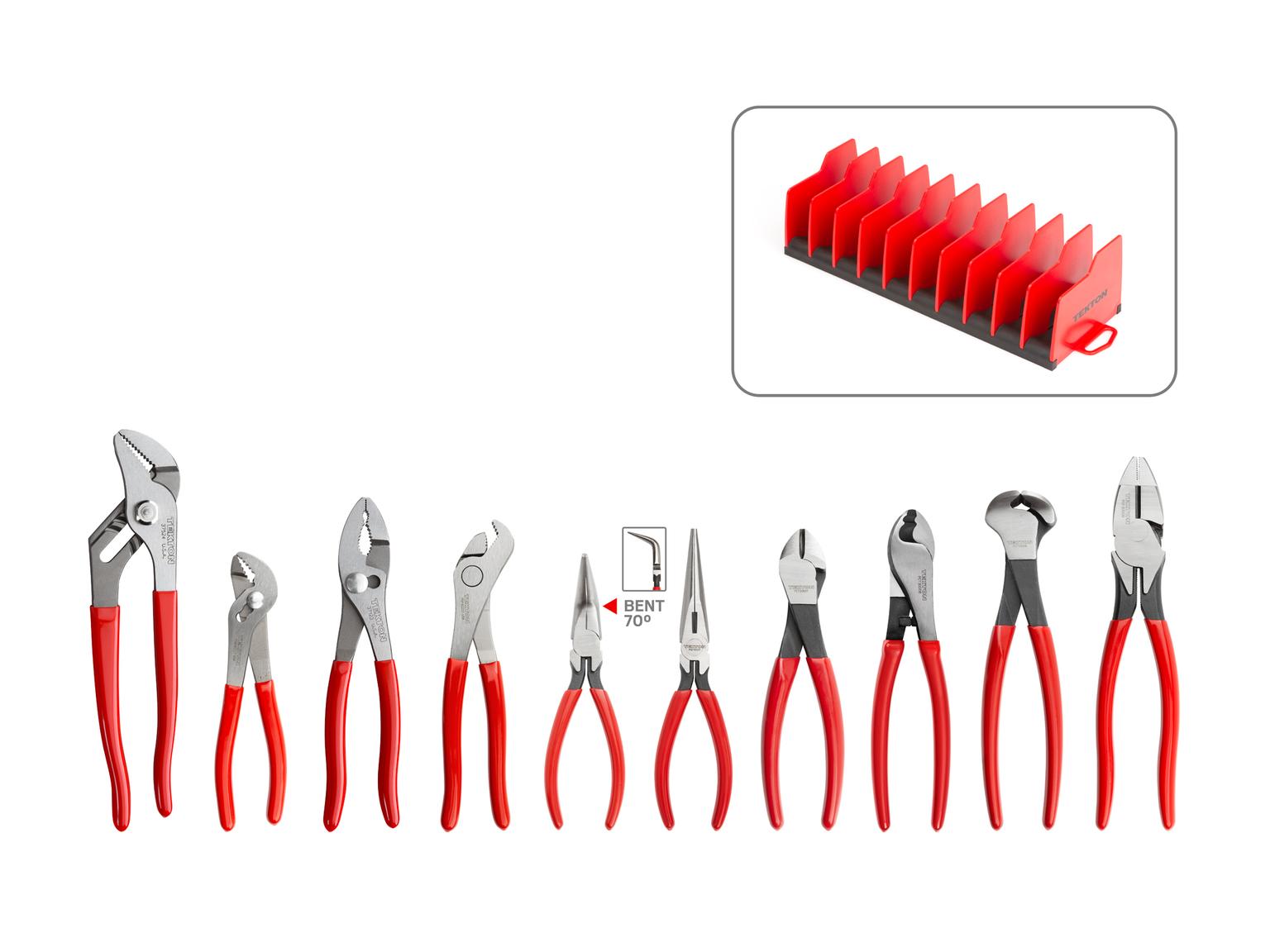 Gripping and Cutting Pliers Set with Rack (10-Piece)