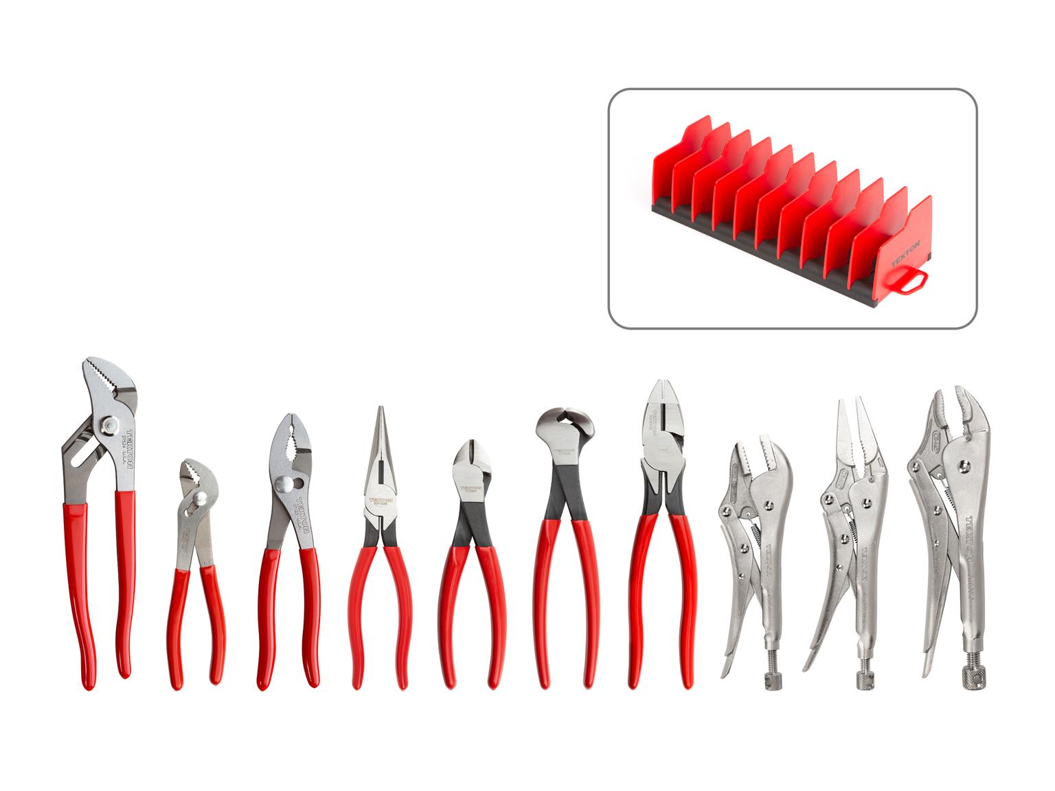 TEKTON PLR99202-T Gripping, Cutting, and Locking Pliers Set with Rack (10-Piece)