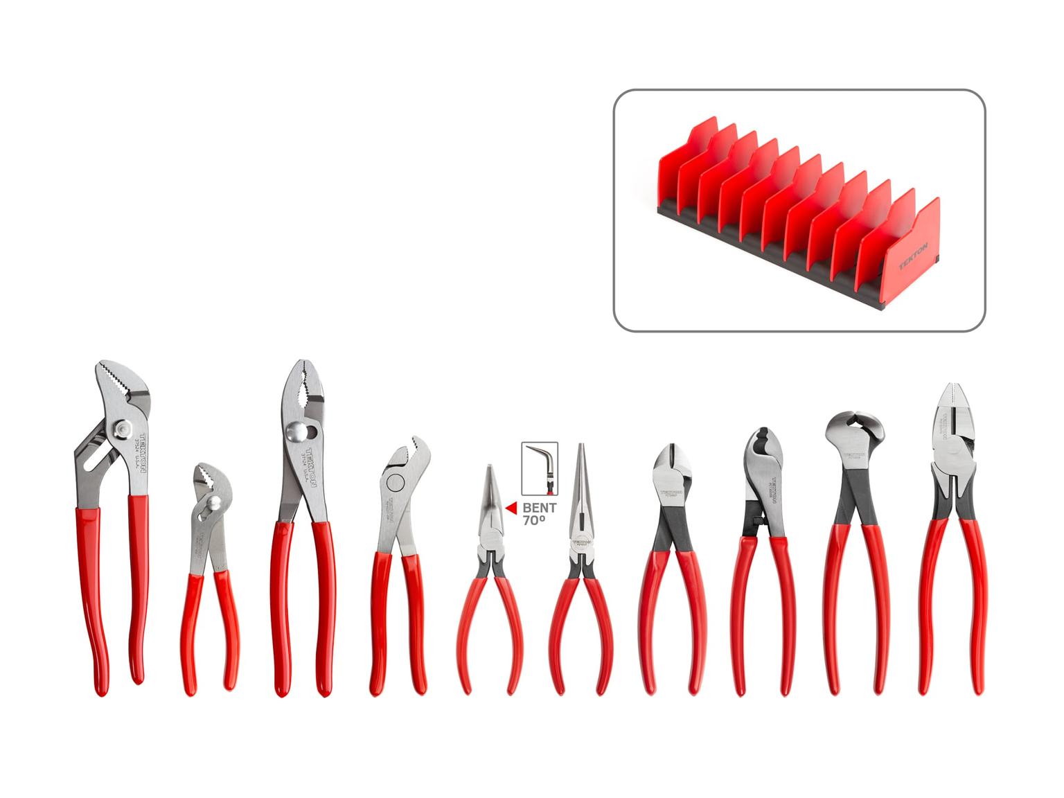 TEKTON PLR99205-T Gripping and Cutting Pliers Set with Rack (10-Piece)