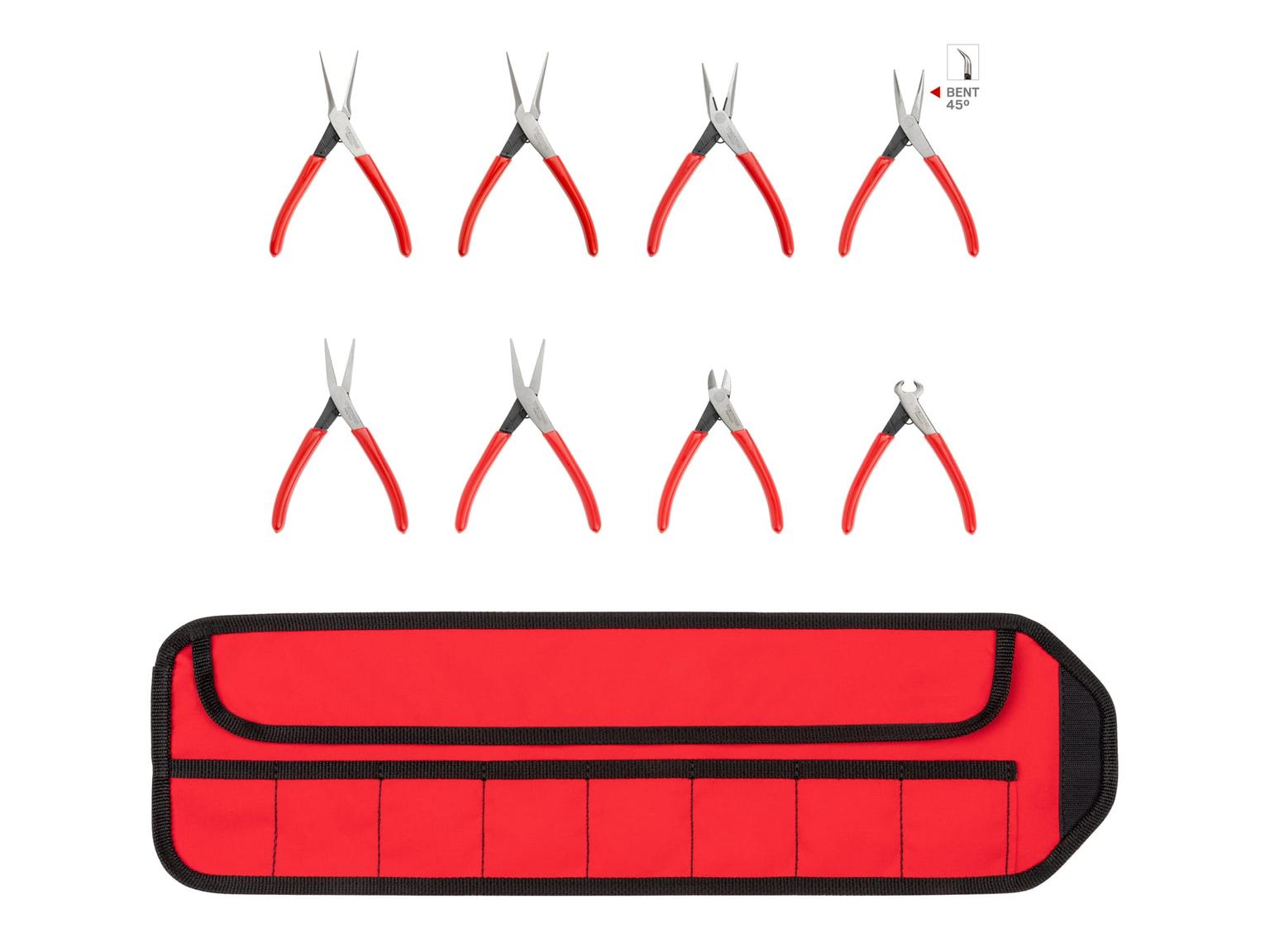 TEKTON PMN99910-T Mini Pliers Set with Pouch, 8-Piece (Needle Nose, Long Nose, Flat Nose, Cutting)