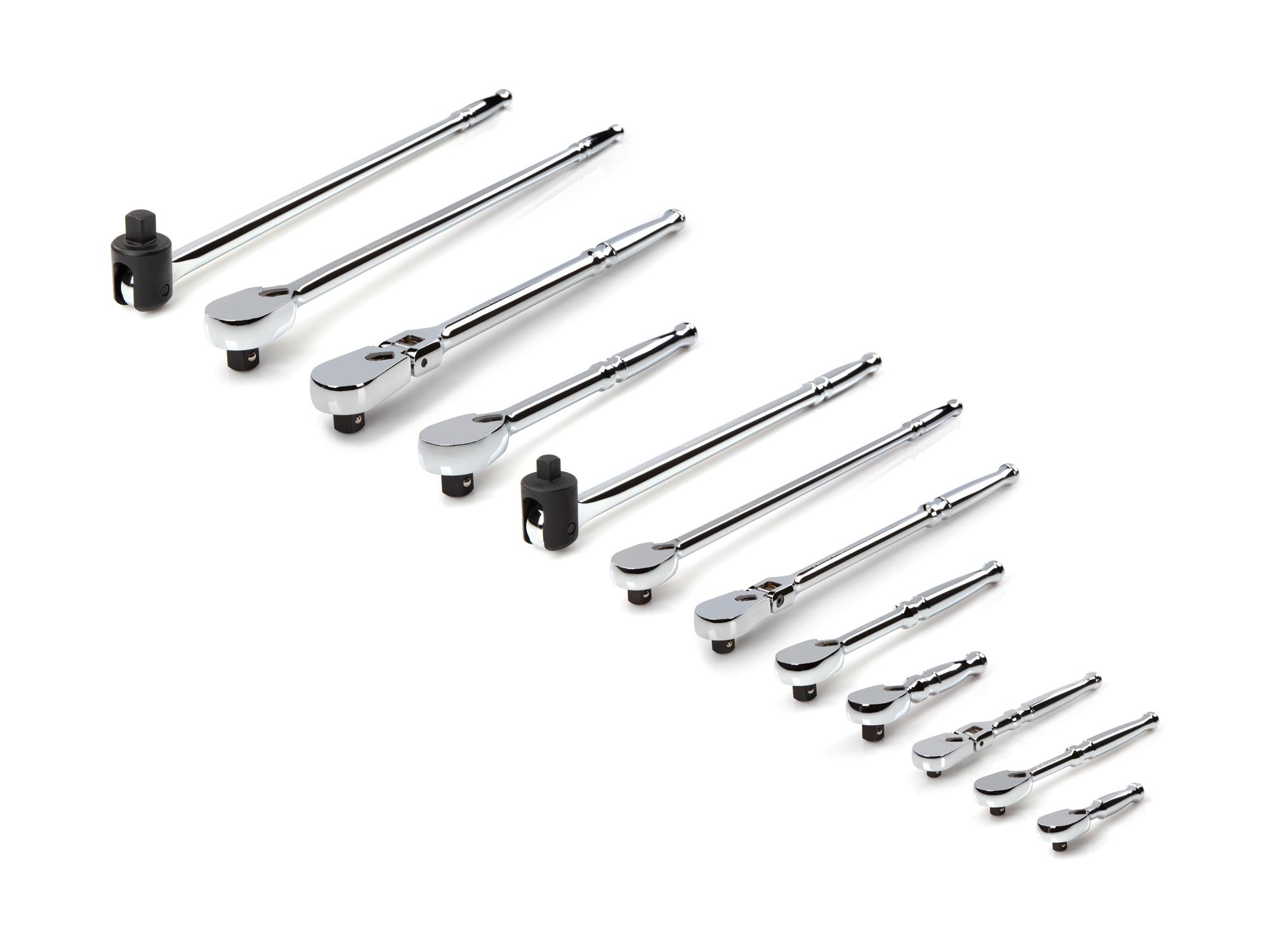 TEKTON SDR99001-T 1/4, 3/8, 1/2 Inch Drive Ratchet & Breaker Bar Set (12-Piece)
