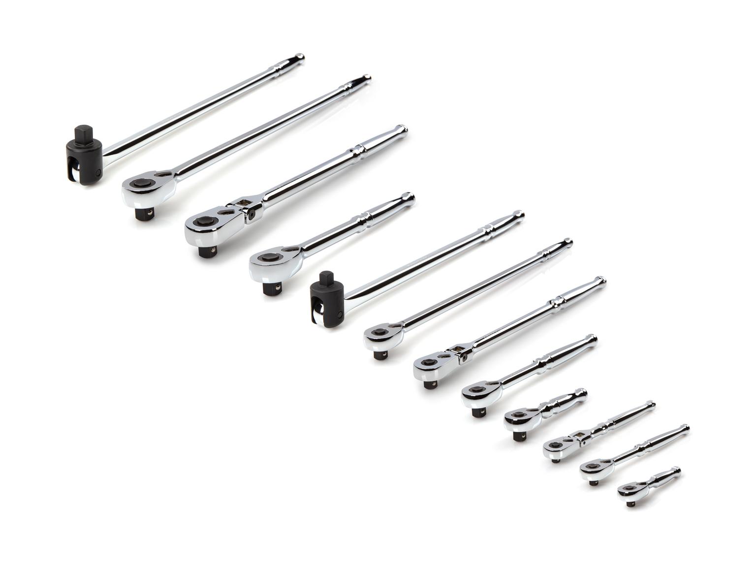 TEKTON SDR99002-T 1/4, 3/8, 1/2 Inch Drive Quick-Release Ratchet & Breaker Bar Set (12-Piece)