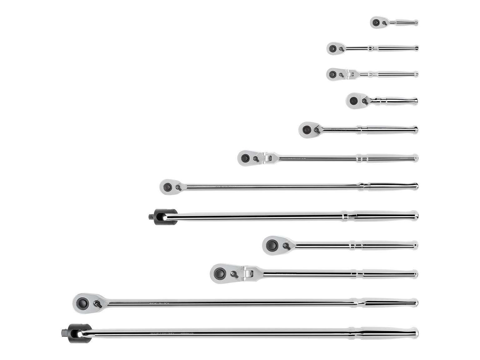 TEKTON SDR99002-T 1/4, 3/8, 1/2 Inch Drive Quick-Release Ratchet & Breaker Bar Set (12-Piece)