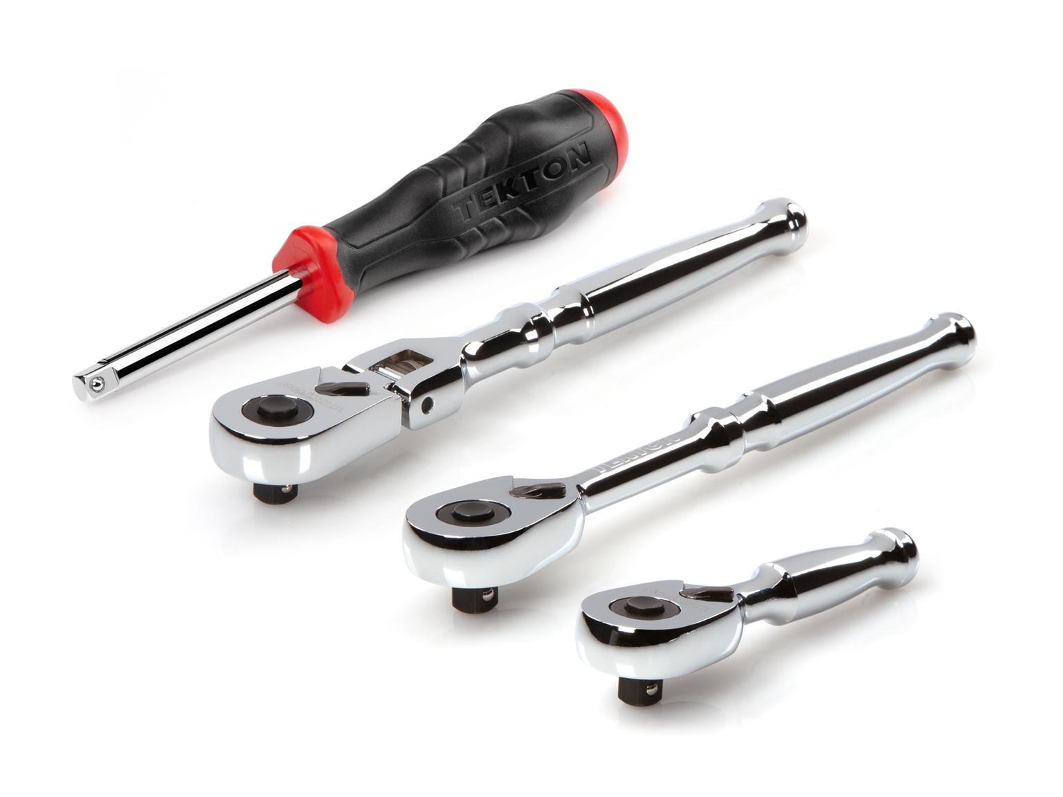 1/4 Inch Drive Quick-Release Ratchet and Spinner Handle Set (4-Piece)