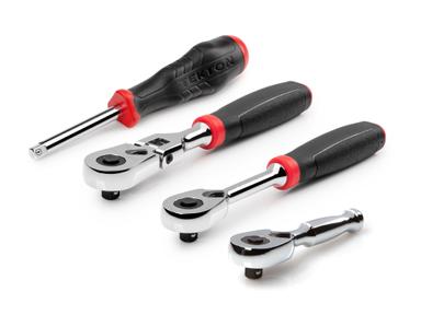 1/4 Inch Drive Quick-Release Comfort Grip Ratchet and Spinner Handle Set (4-Piece)
