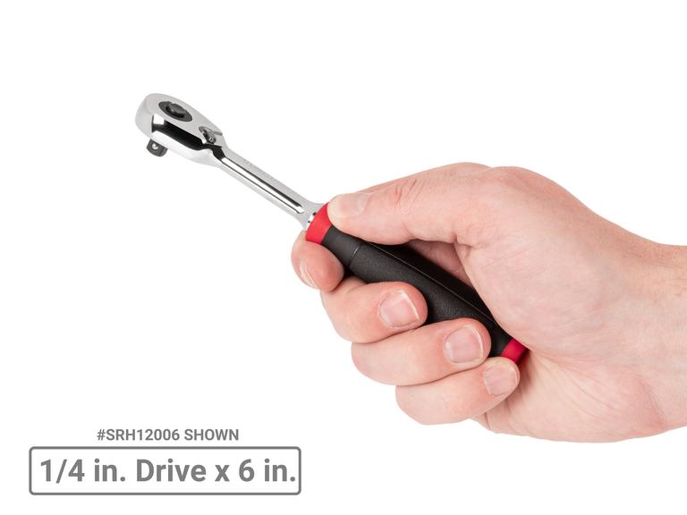 TEKTON 1/4 Inch Drive Comfort Grip Ratchet - 6 Inch, 90-Tooth (SRH02006)