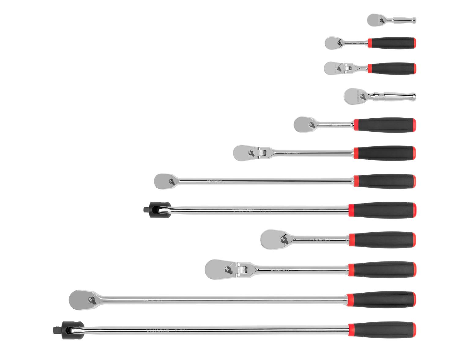 TEKTON SDR99006-T 1/4, 3/8, 1/2 Inch Drive Comfort Grip Ratchet & Breaker Bar Set (12-Piece)