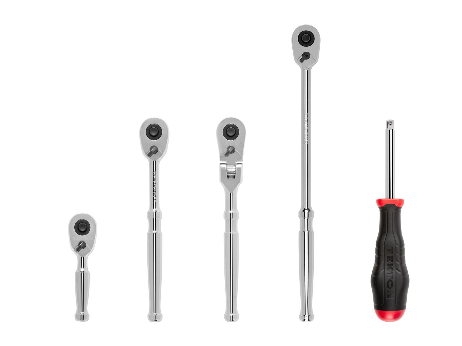 1/4 Inch Drive Quick-Release Ratchet and Spinner Handle Set (5-Piece)
