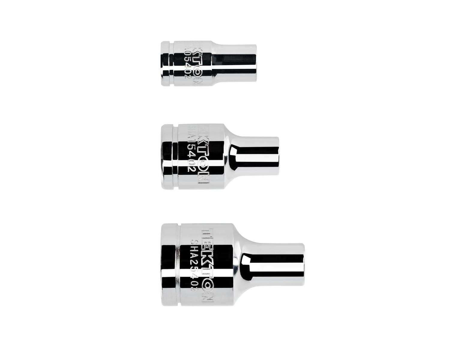 TEKTON SHA99021-T 1/4, 3/8, 1/2 Inch Drive Magnetic Hex Bit Holder Socket Set (3-Piece)