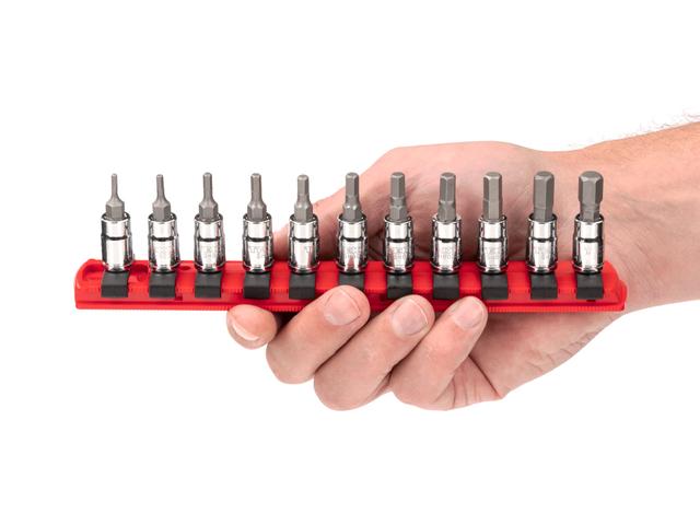 1/4 Inch Drive Hex Bit Socket Set, 11-Piece (Rail) | Tekton | SHB90106