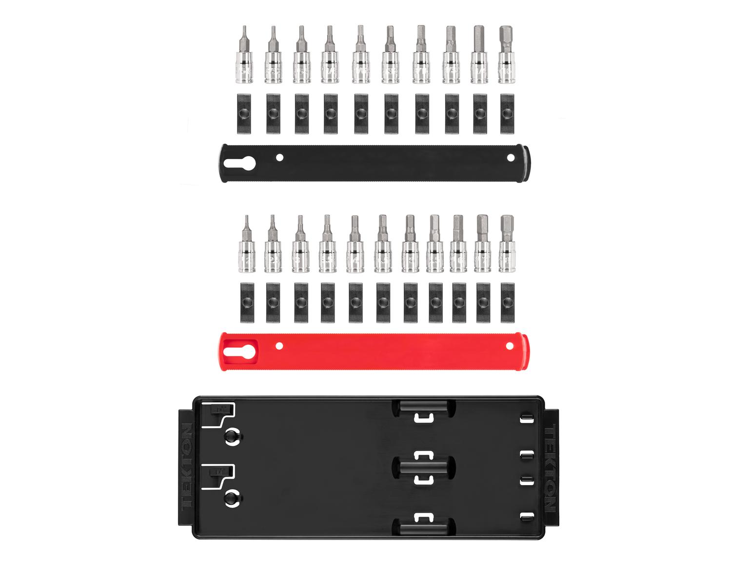 TEKTON SHB90203-T 1/4 Inch Drive Hex Bit Socket Set with Rails, 21-Piece (5/64-5/16 in., 2-8 mm)