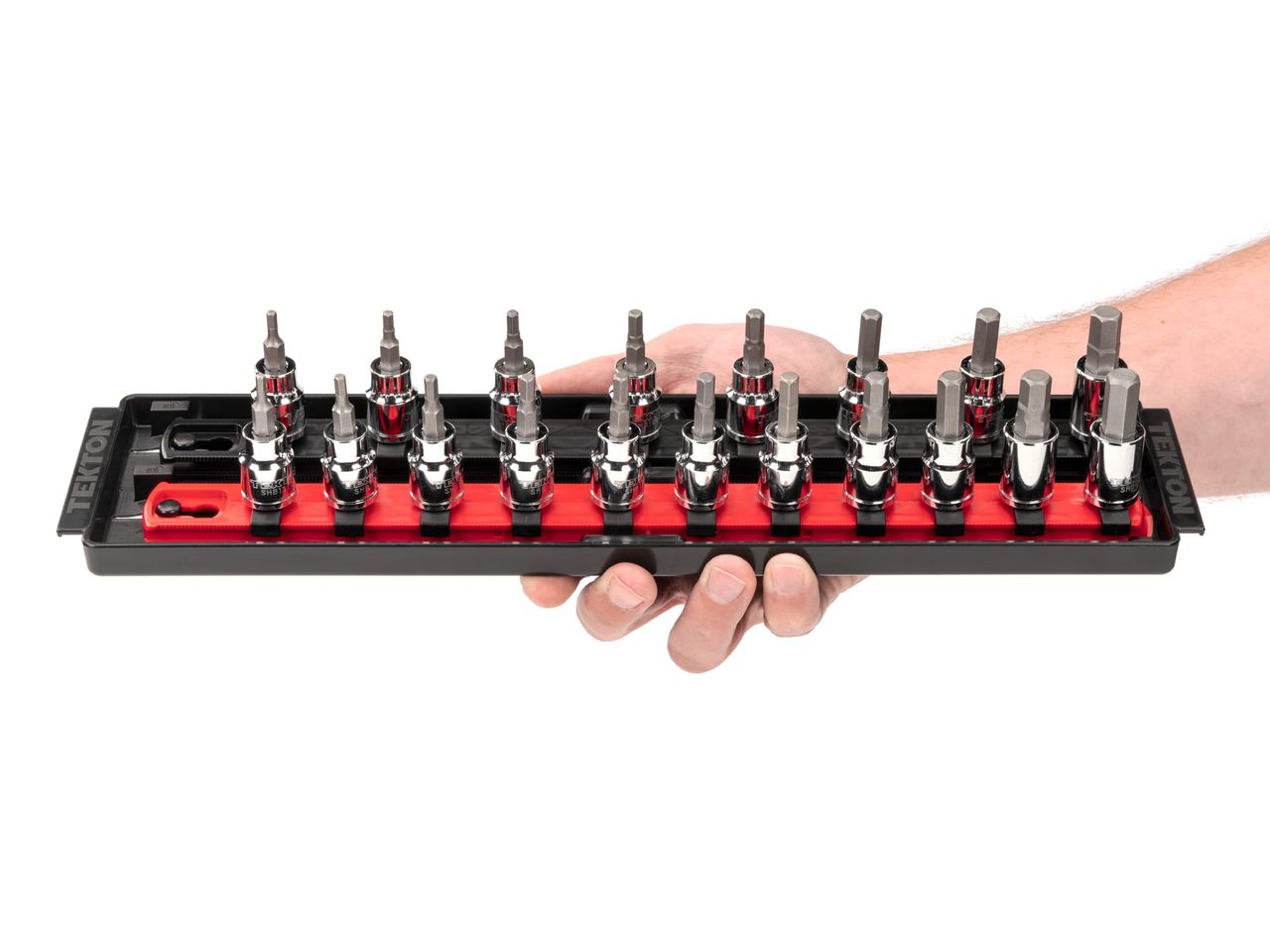 3/8 Inch Drive Hex Bit Socket Set, 19Piece (Rail) Tekton SHB91202